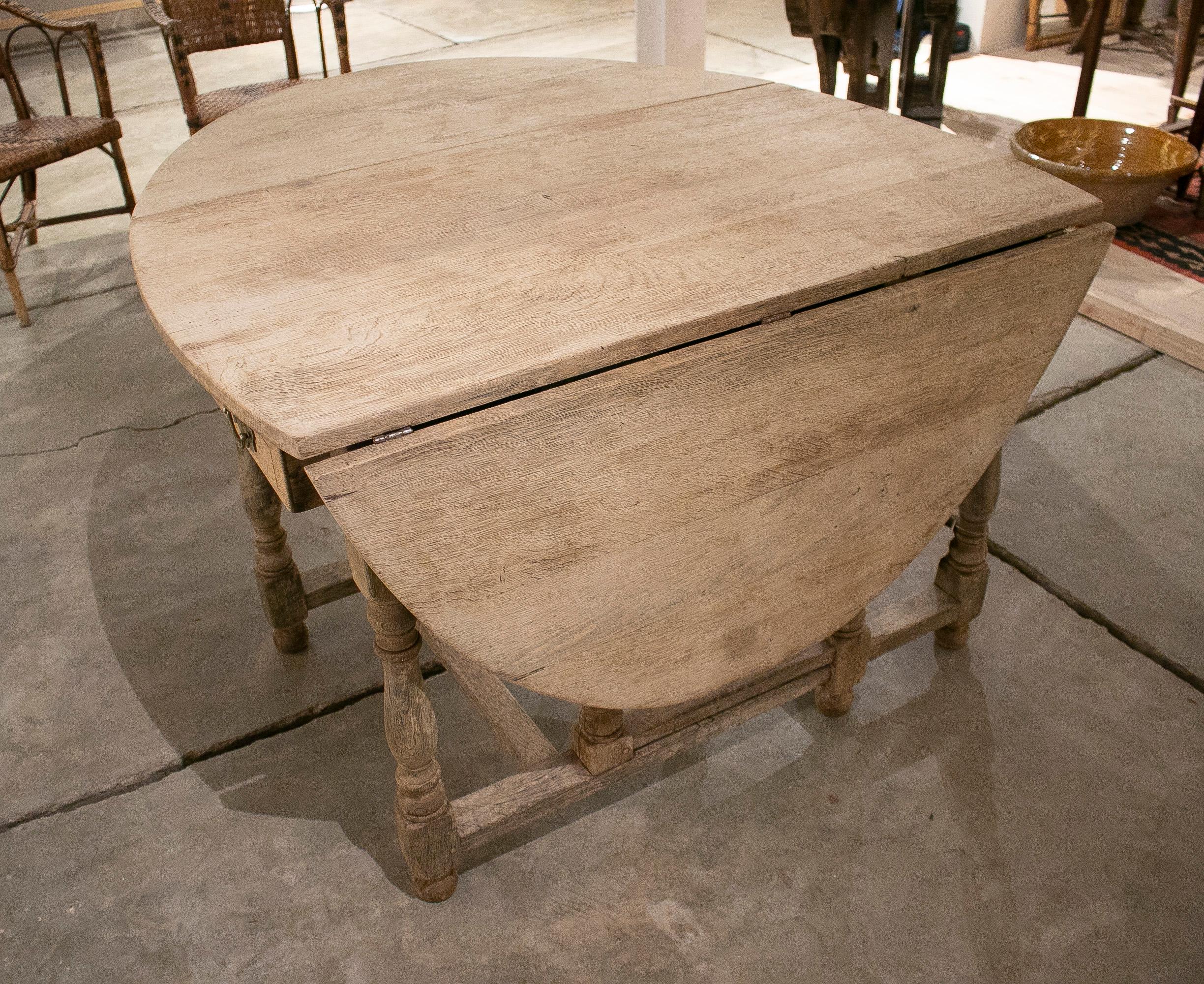 19th Century English Oak Folding Table w/ Drawers and Bronze Handles 3