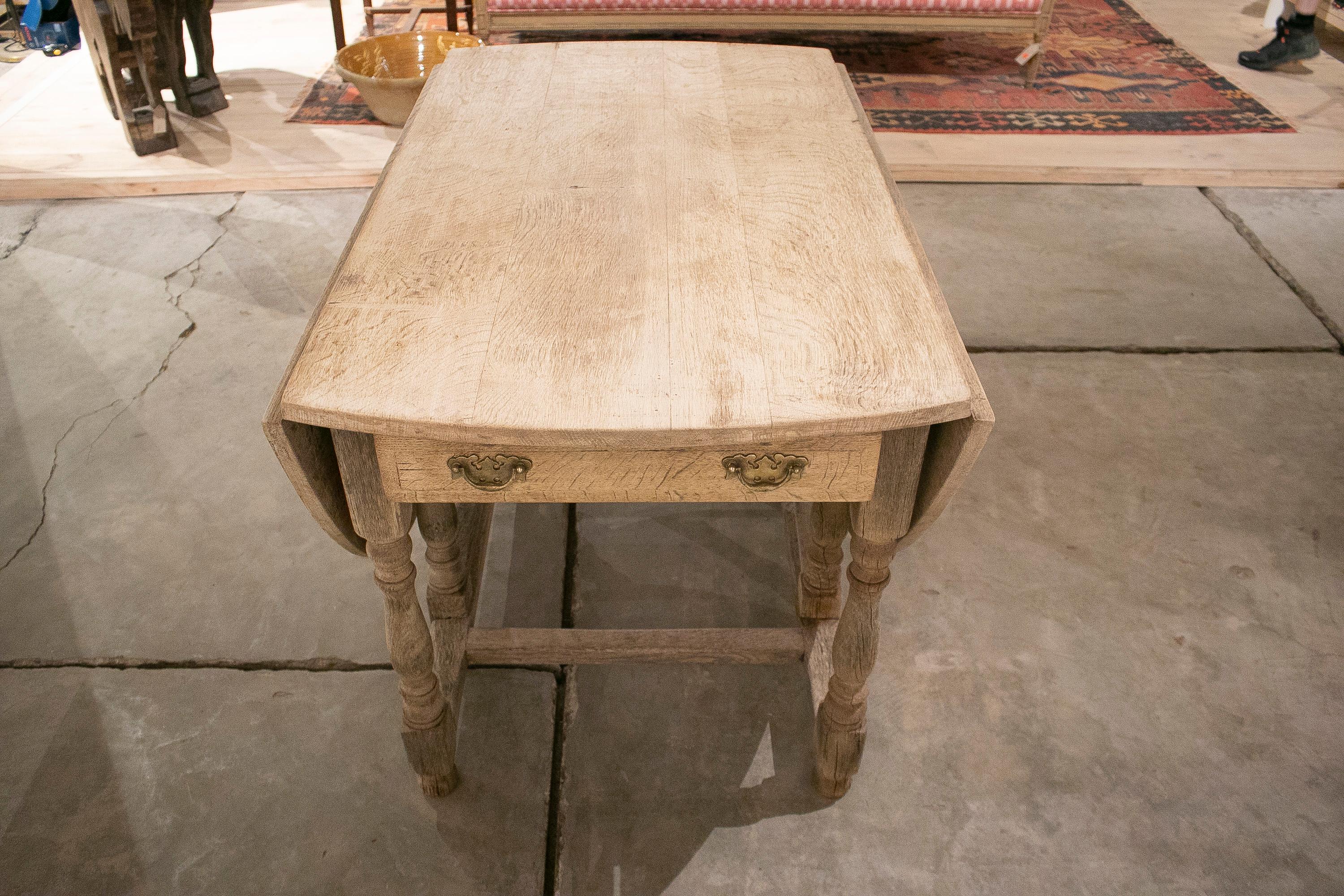 19th Century English Oak Folding Table w/ Drawers and Bronze Handles 5