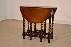 19th Century English Oak Gate Leg Table