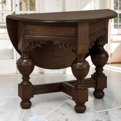 19th Century English Oak Gateleg Drop Leaf Occasional Table