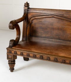 19th Century English Oak Gothic Bench
