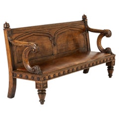 19th Century English Oak Gothic Bench