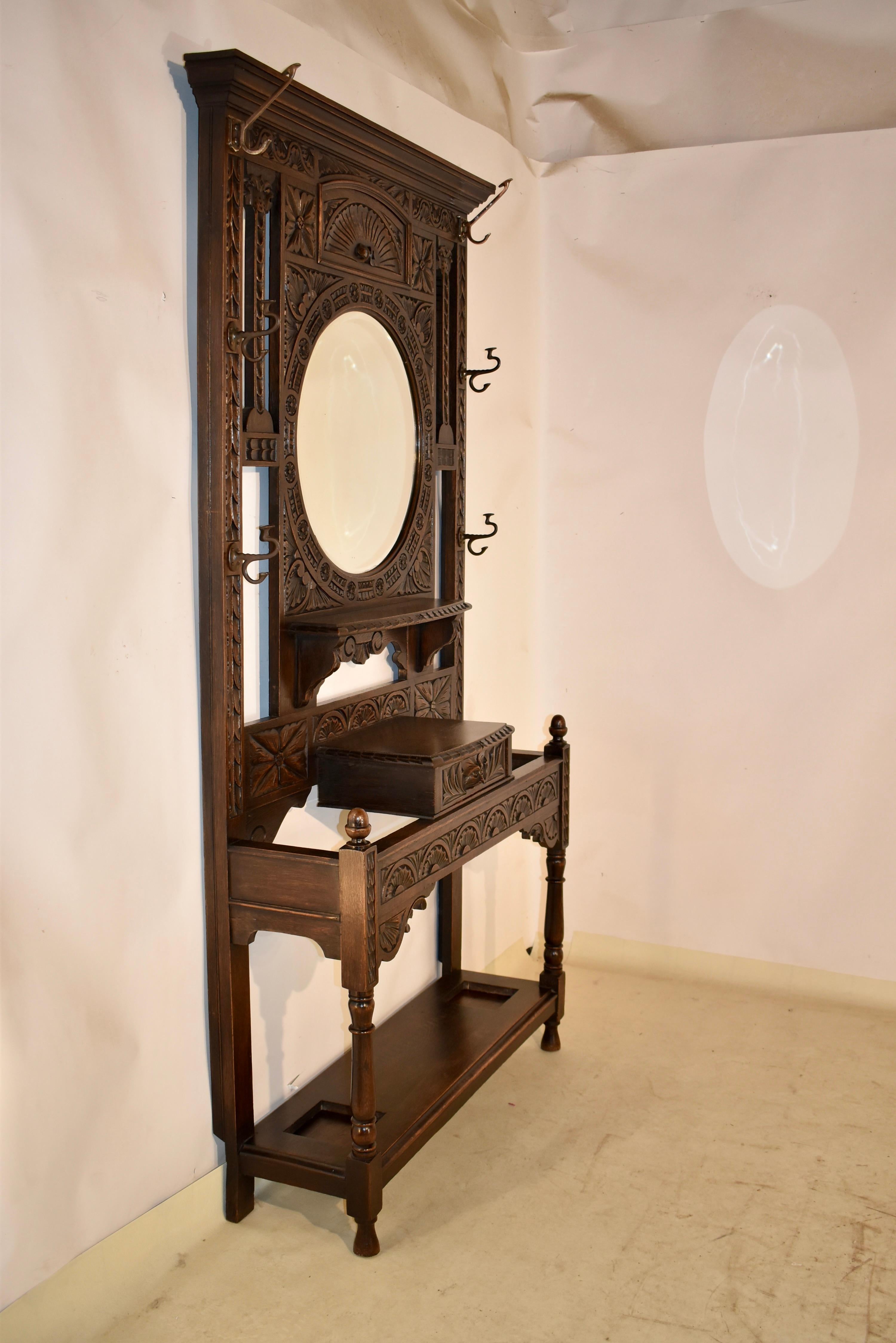19th Century English Oak Hall Stand For Sale 2