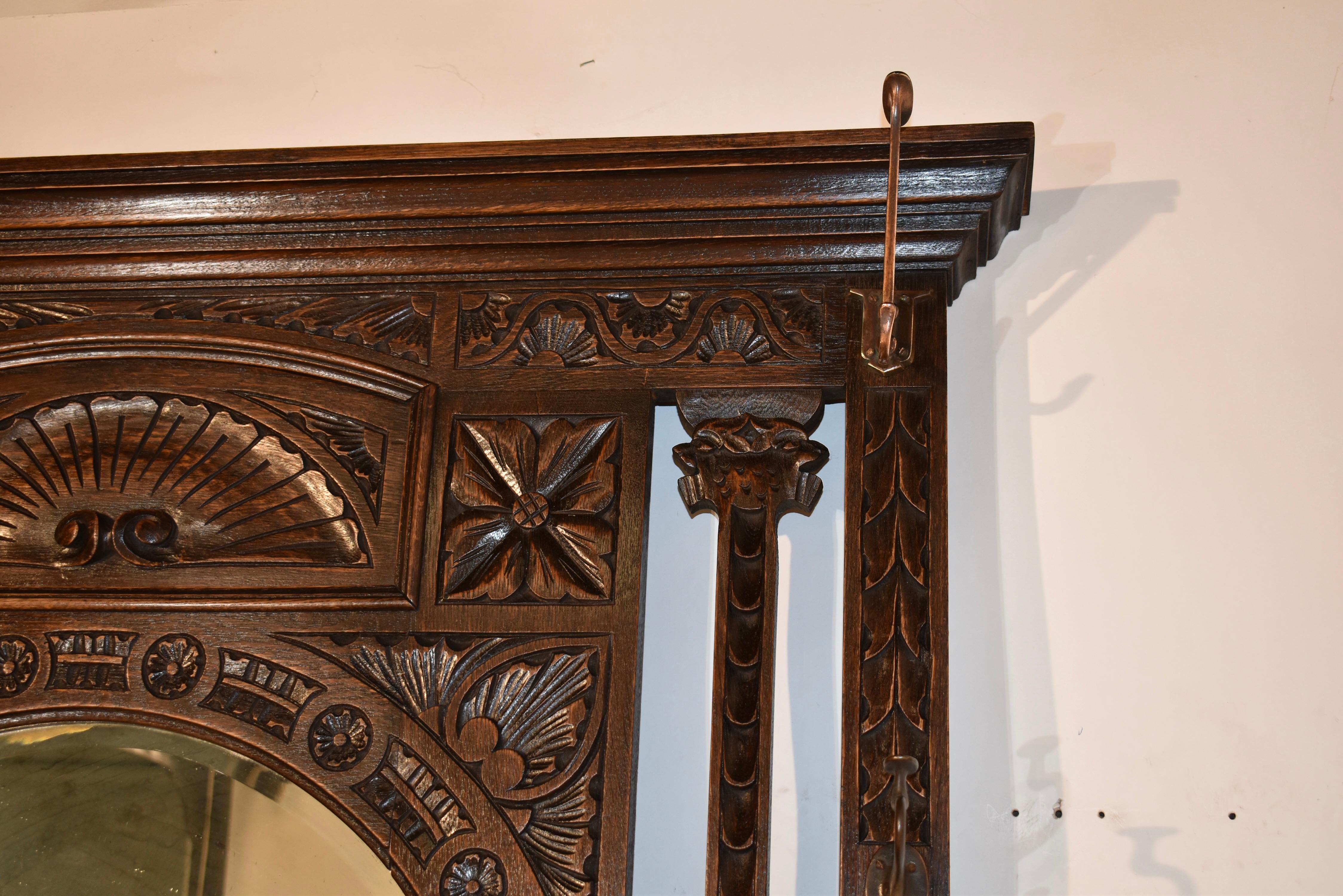 Victorian 19th Century English Oak Hall Stand For Sale