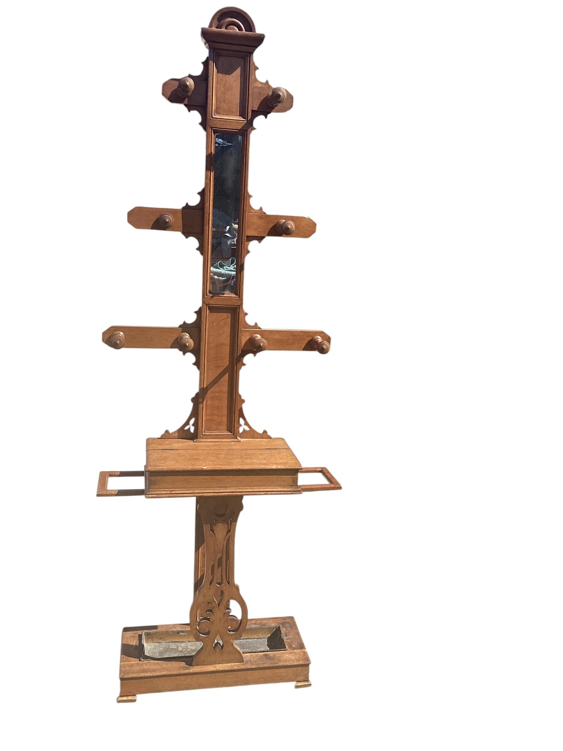 19th Century English Oak Hall Tree For Sale 6