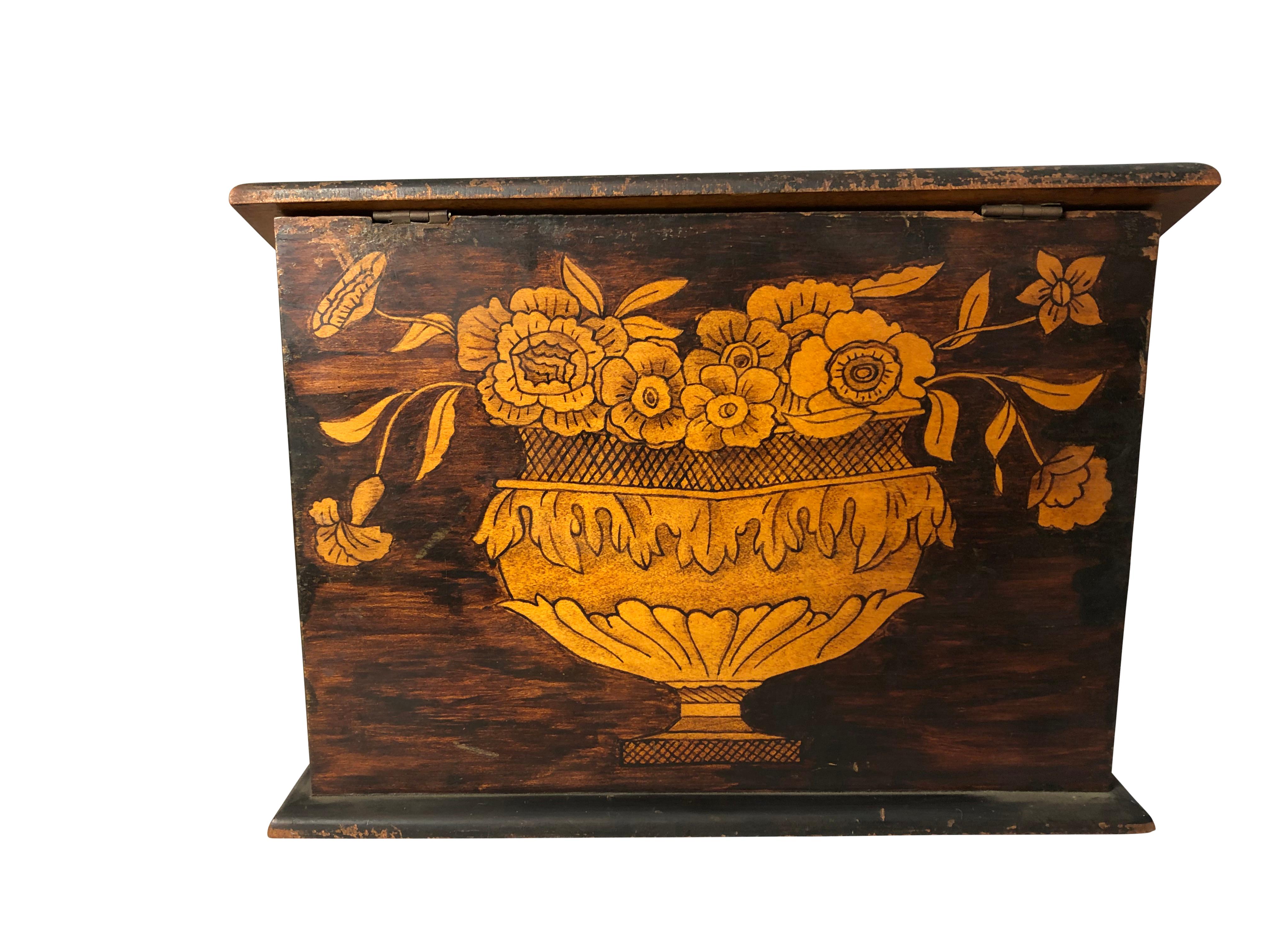 19th Century English Oak Inlaid Letter Box For Sale 6