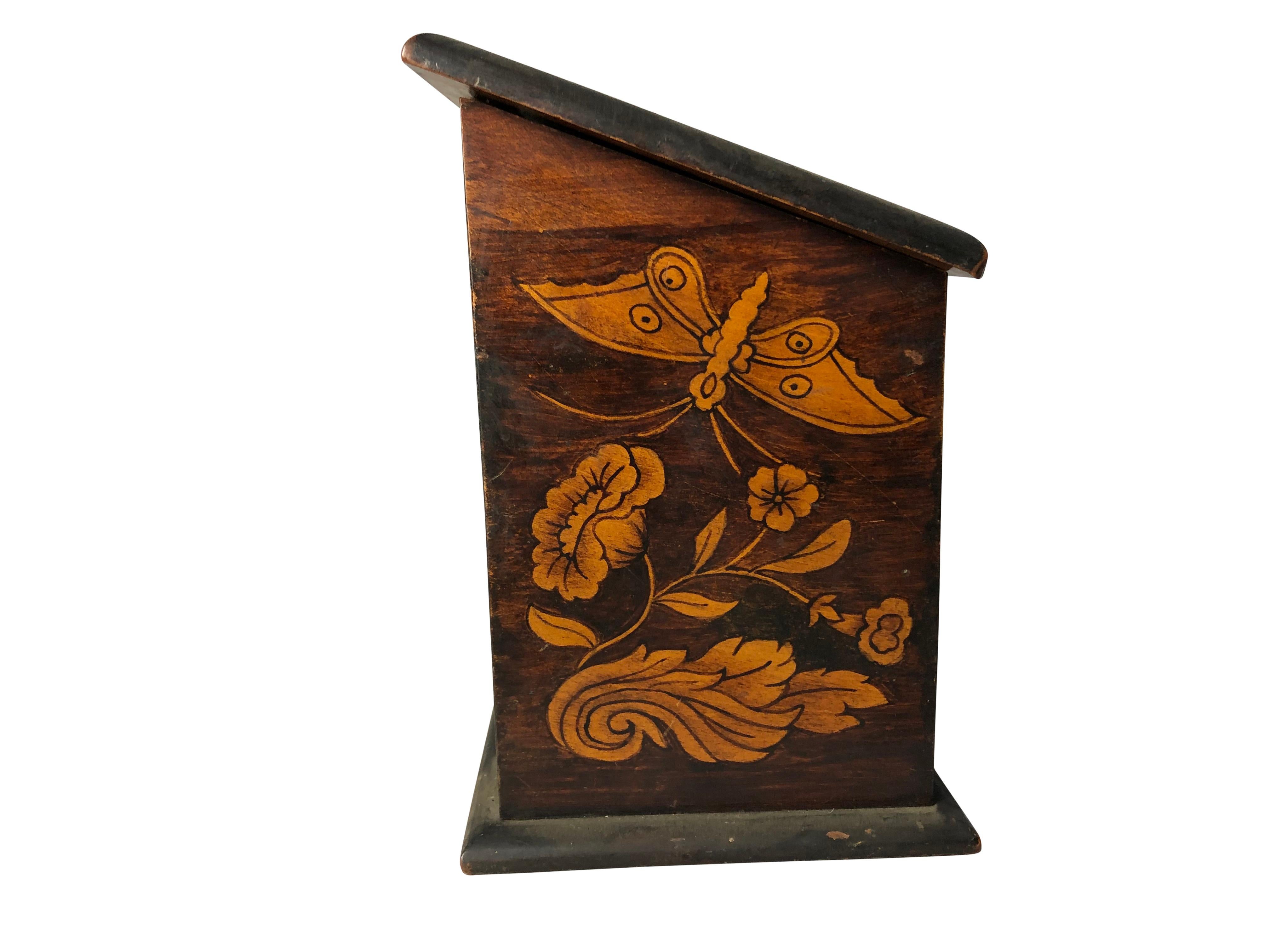 Wood 19th Century English Oak Inlaid Letter Box For Sale
