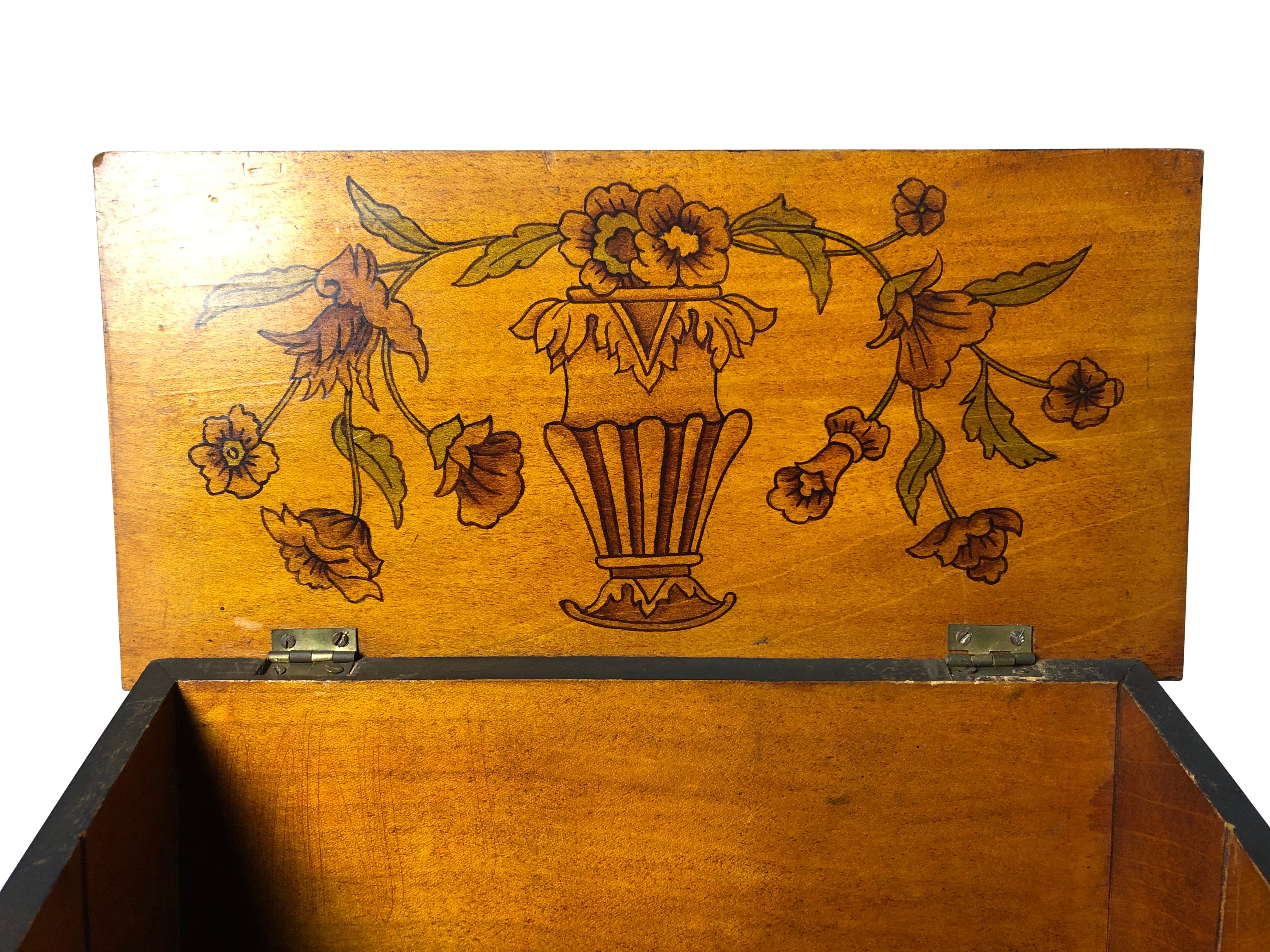 19th Century English Oak Inlaid Letter Box For Sale 2