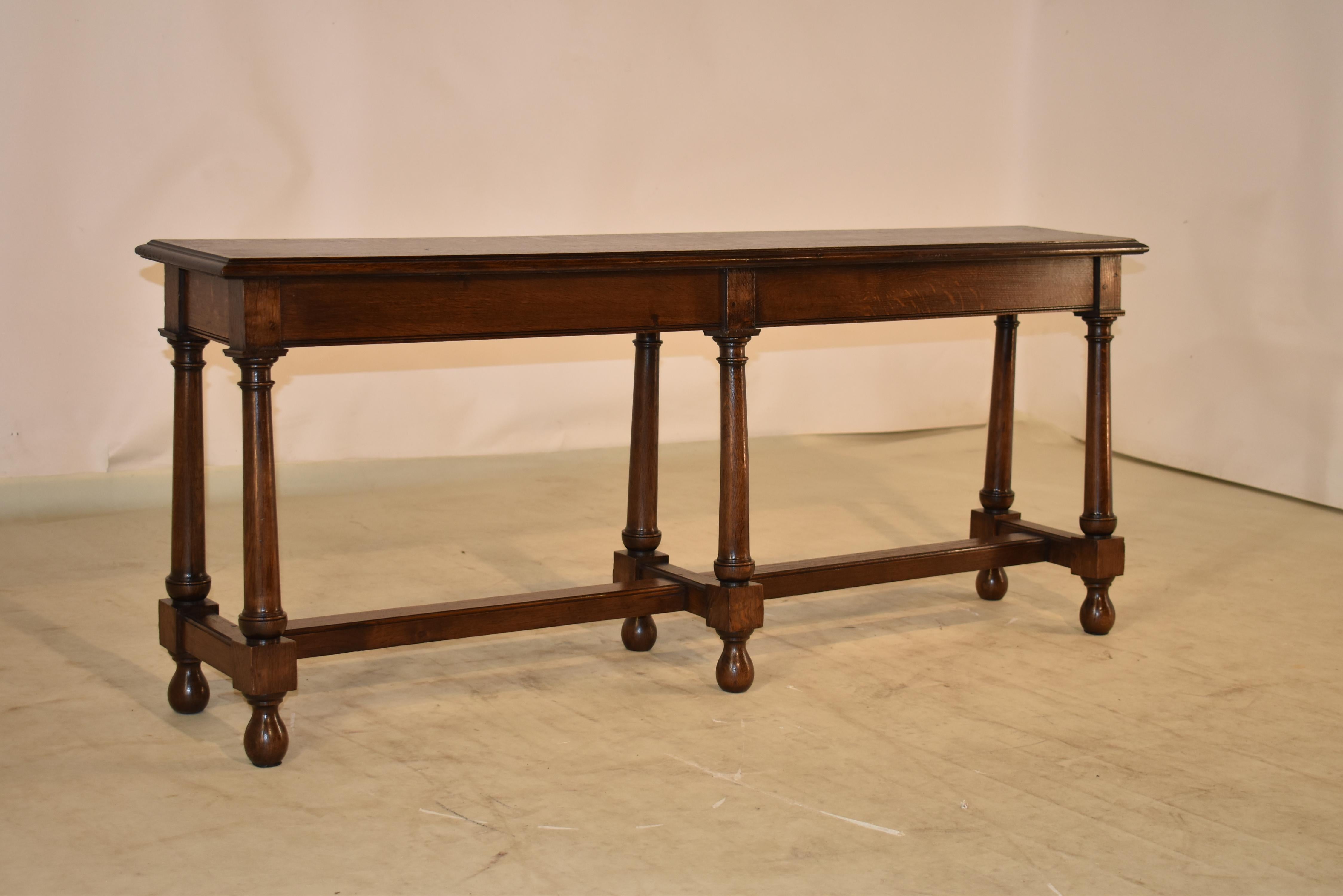 Englische Eichenholz-Tischbank aus dem 19. Jahrhundert (Gedrechselt) im Angebot