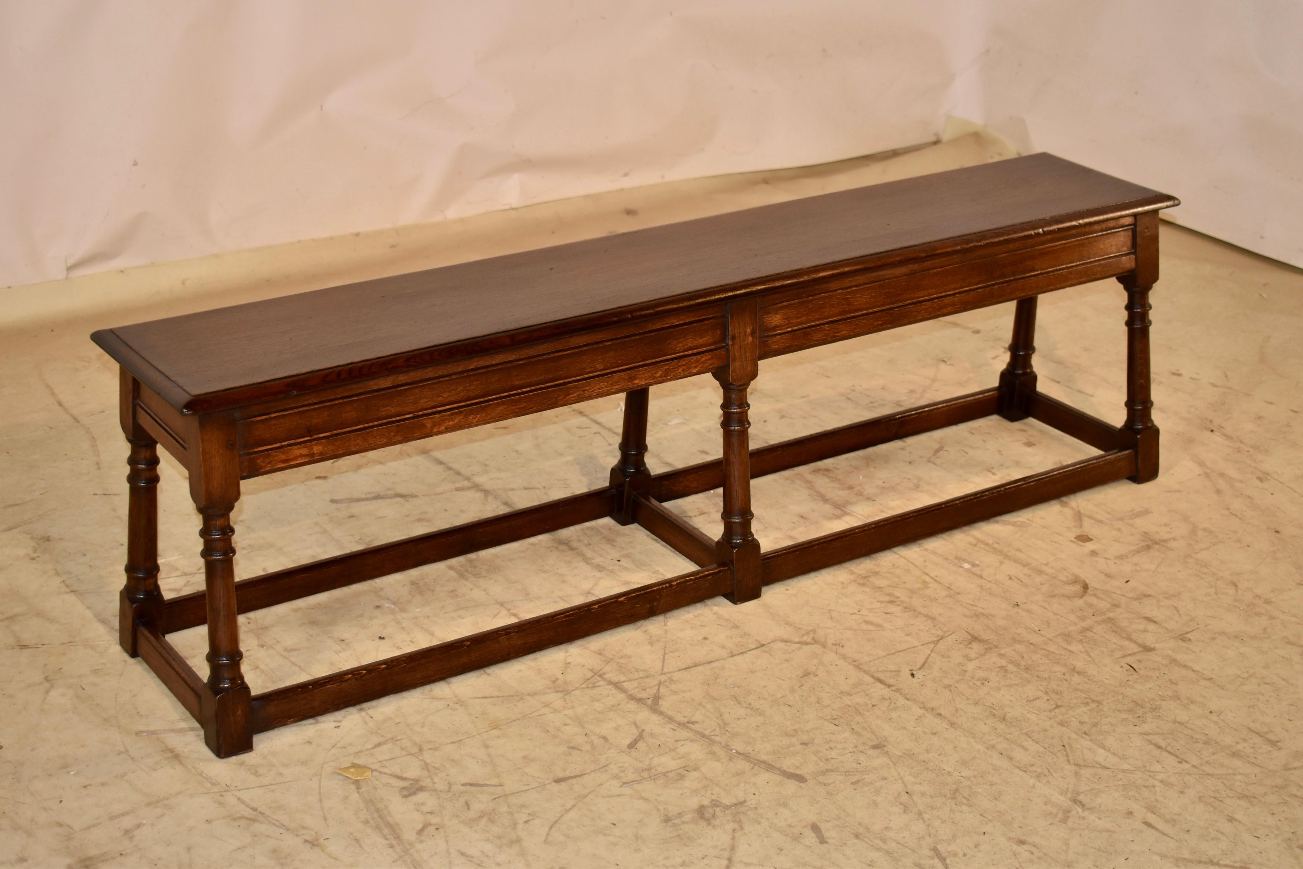 Turned 19th Century English Oak Joint Bench For Sale