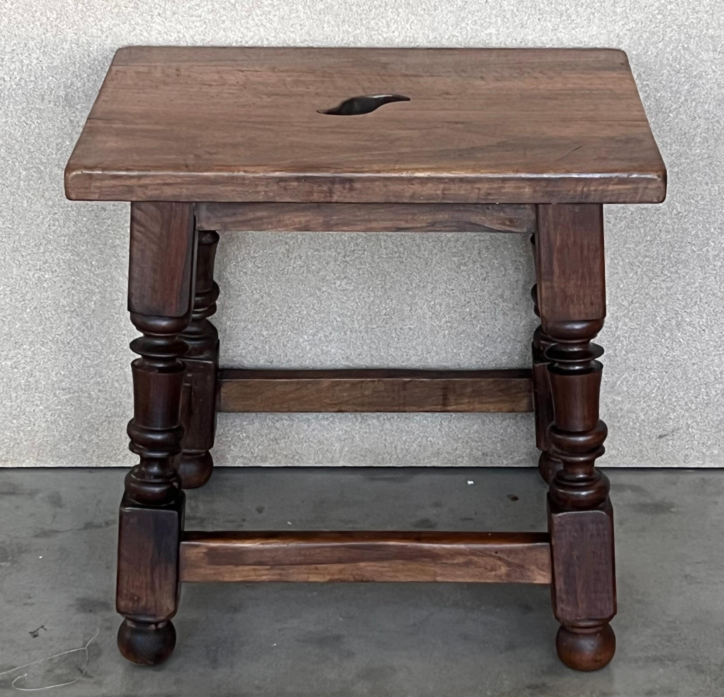 19th century English oak joint stool / bench   
Jacobean style stool / bench  
Hand crafted English oak   
The oak shows some distress from the past 300+ years  
The images here show the true condition of the stool  
Good antique condition.