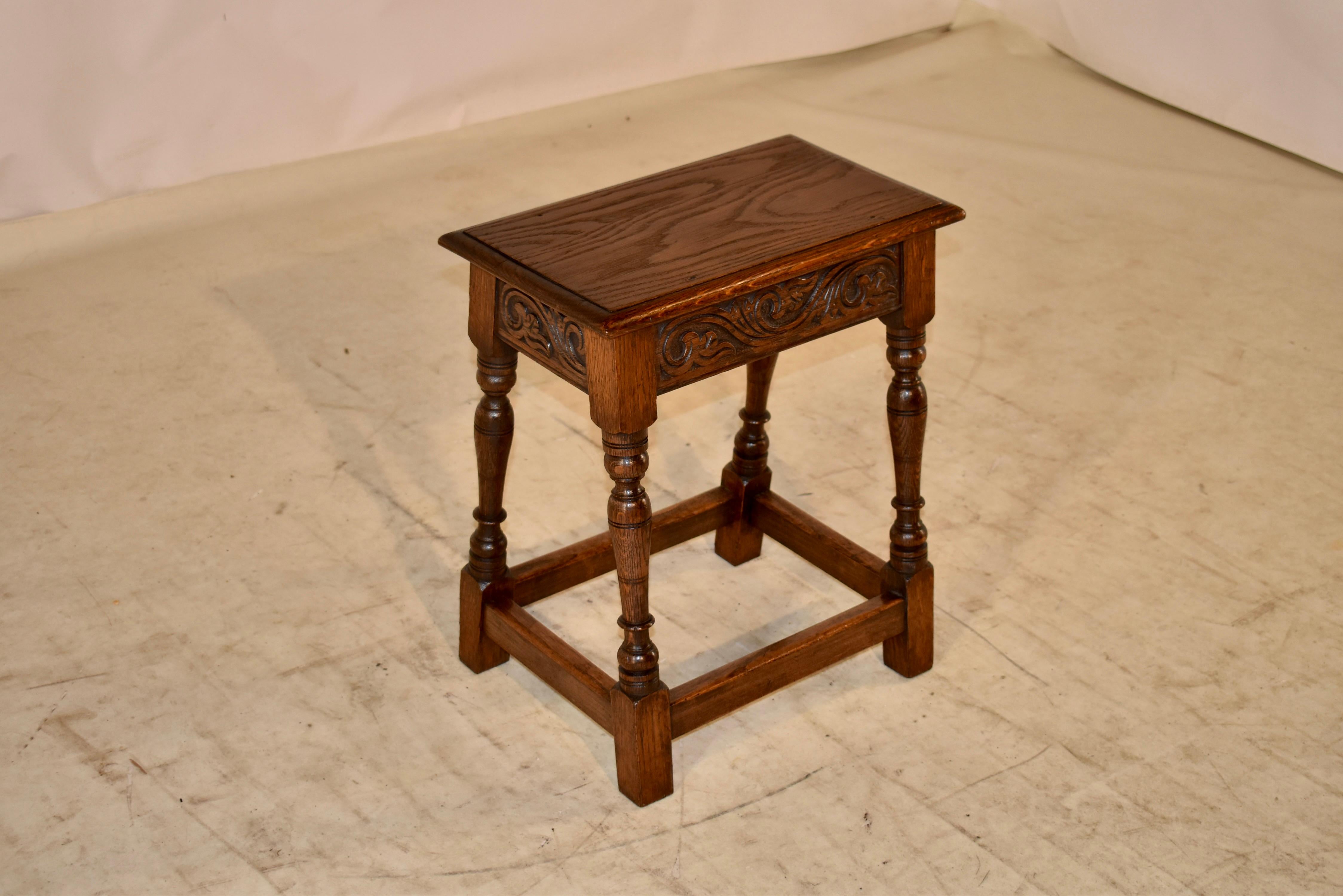 Victorian 19th Century English Oak Joint Stool For Sale