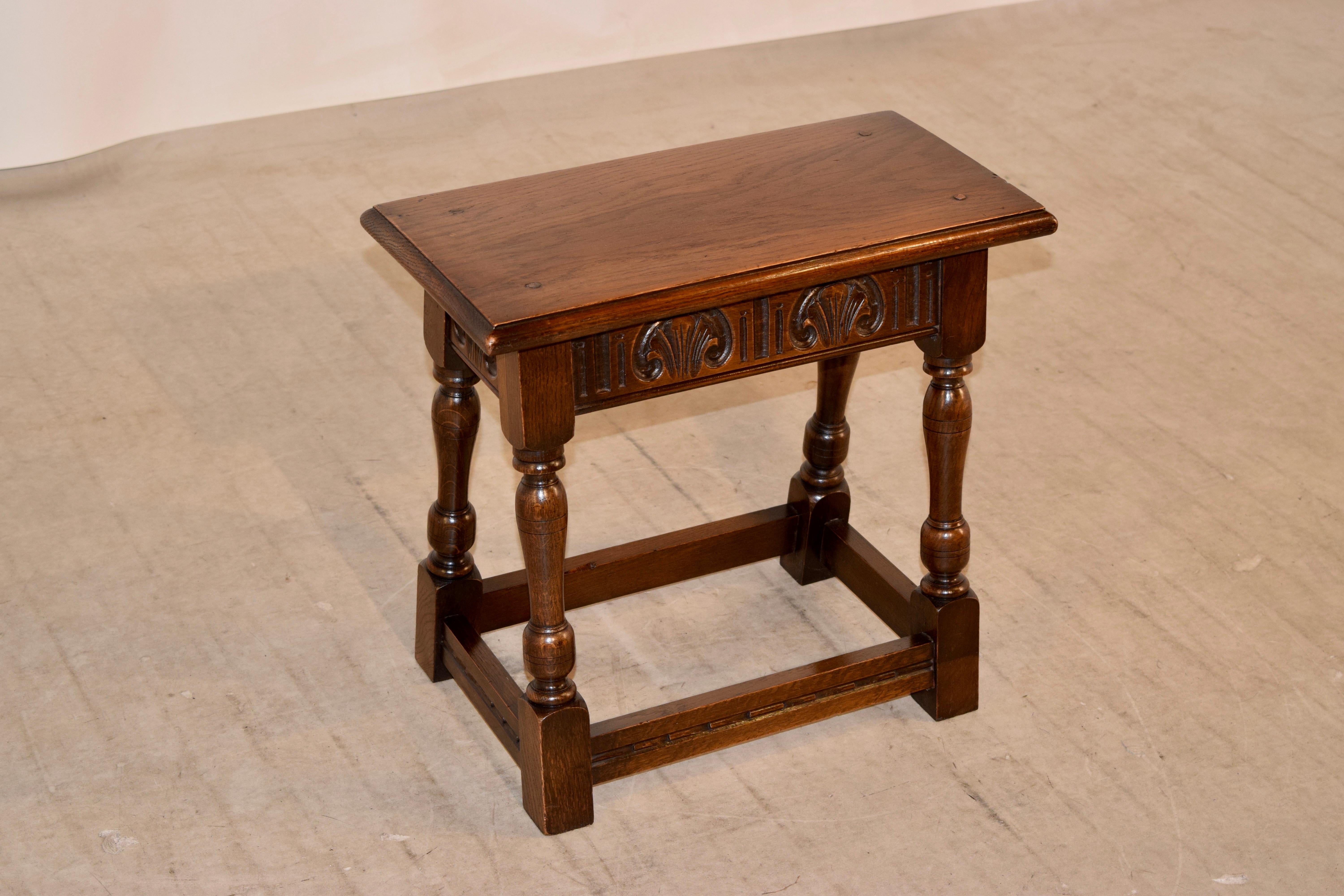 Hand-Carved 19th Century English Oak Joint Stool
