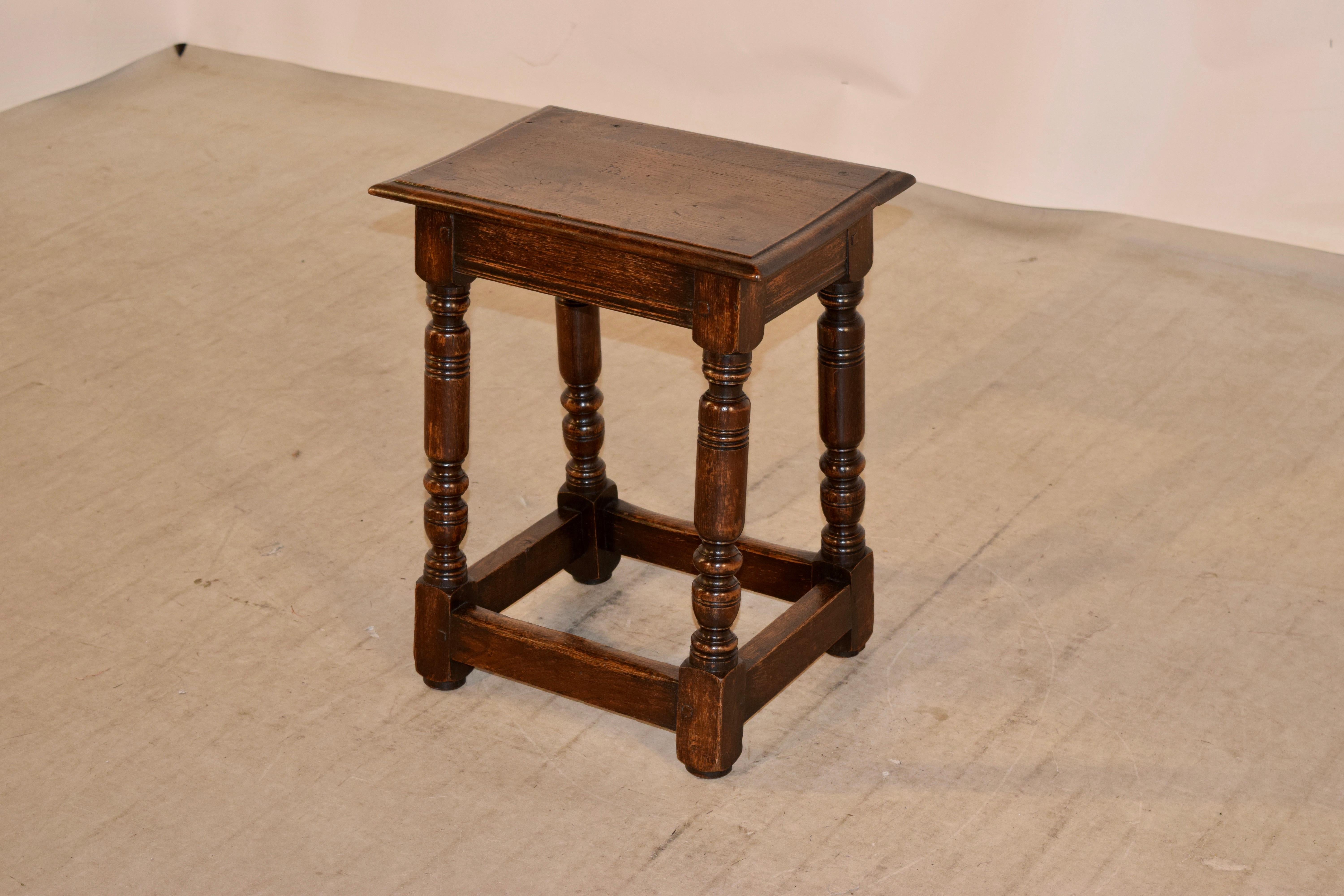 Turned 19th Century English Oak Joint Stool