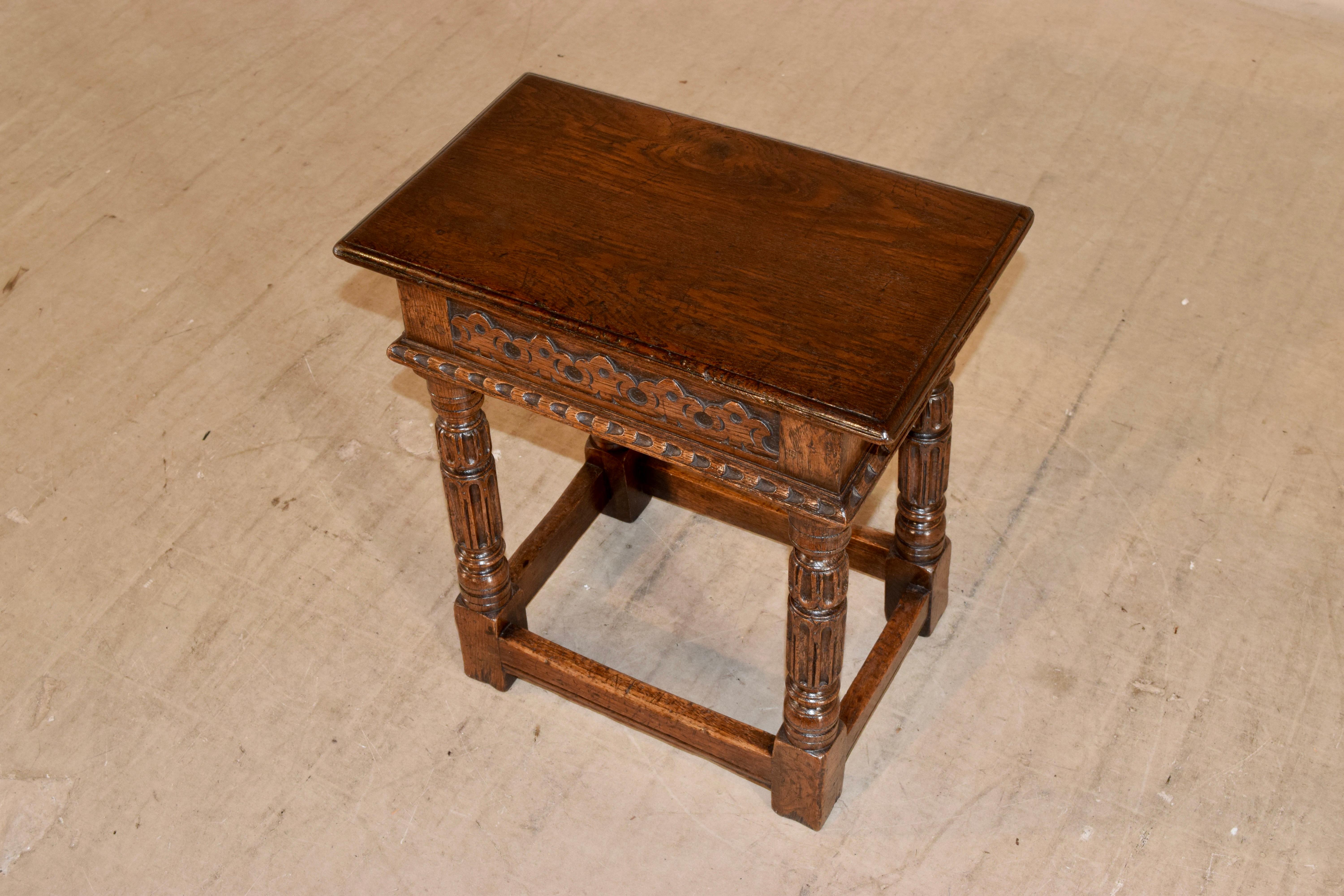 19th Century English Oak Joint Stool In Good Condition In High Point, NC