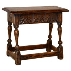 Antique 19th Century English Oak Joint Stool