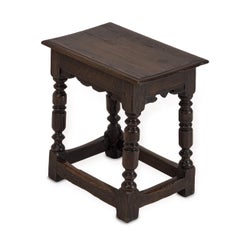 19th Century English Oak Joint Stool in the Late 17th Century Style