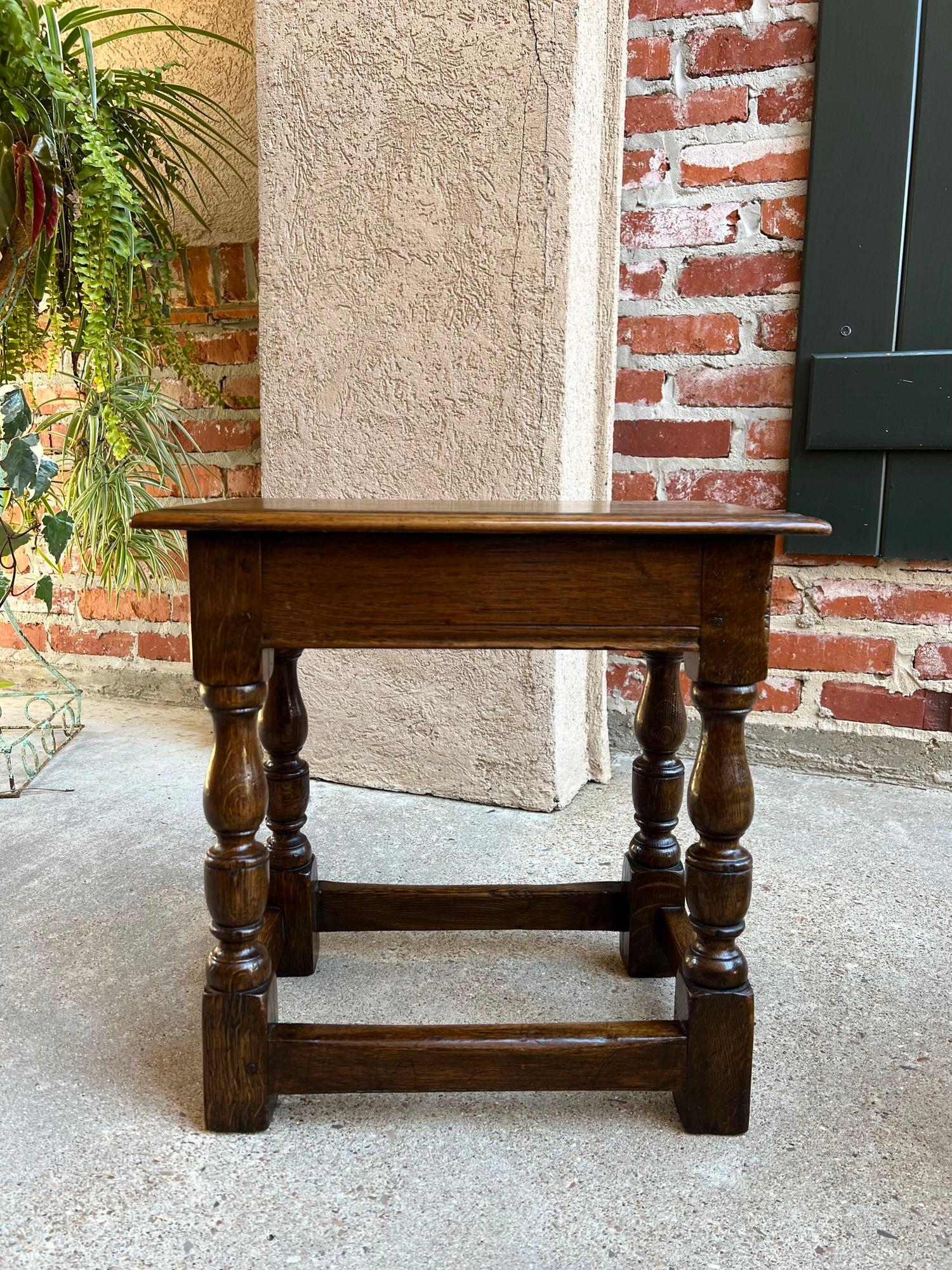 19th century English oak joint stool pegged bench display stand.

 Direct from England, a classic English “joint stool”. One of our most requested antiques, these stools or benches are perfect little occasional pieces, whether at the end of a