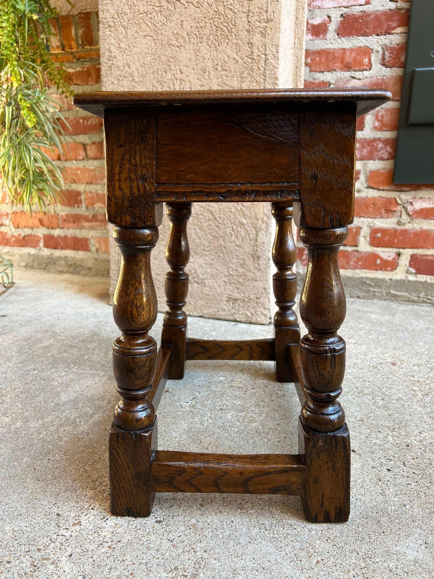 Hand-Crafted 19th century English Oak Joint Stool Pegged Bench Display Stand For Sale