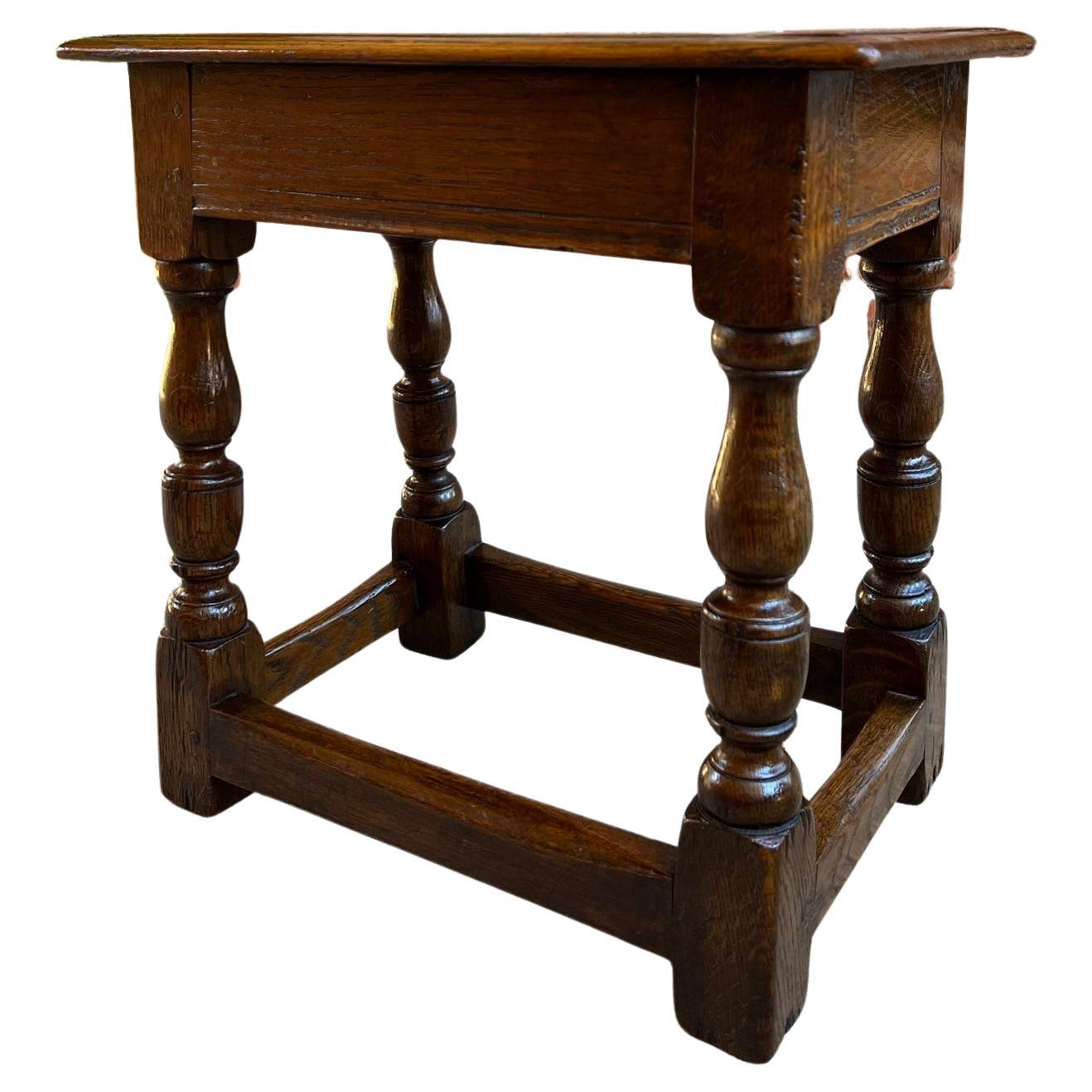 19th century English Oak Joint Stool Pegged Bench Display Stand For Sale