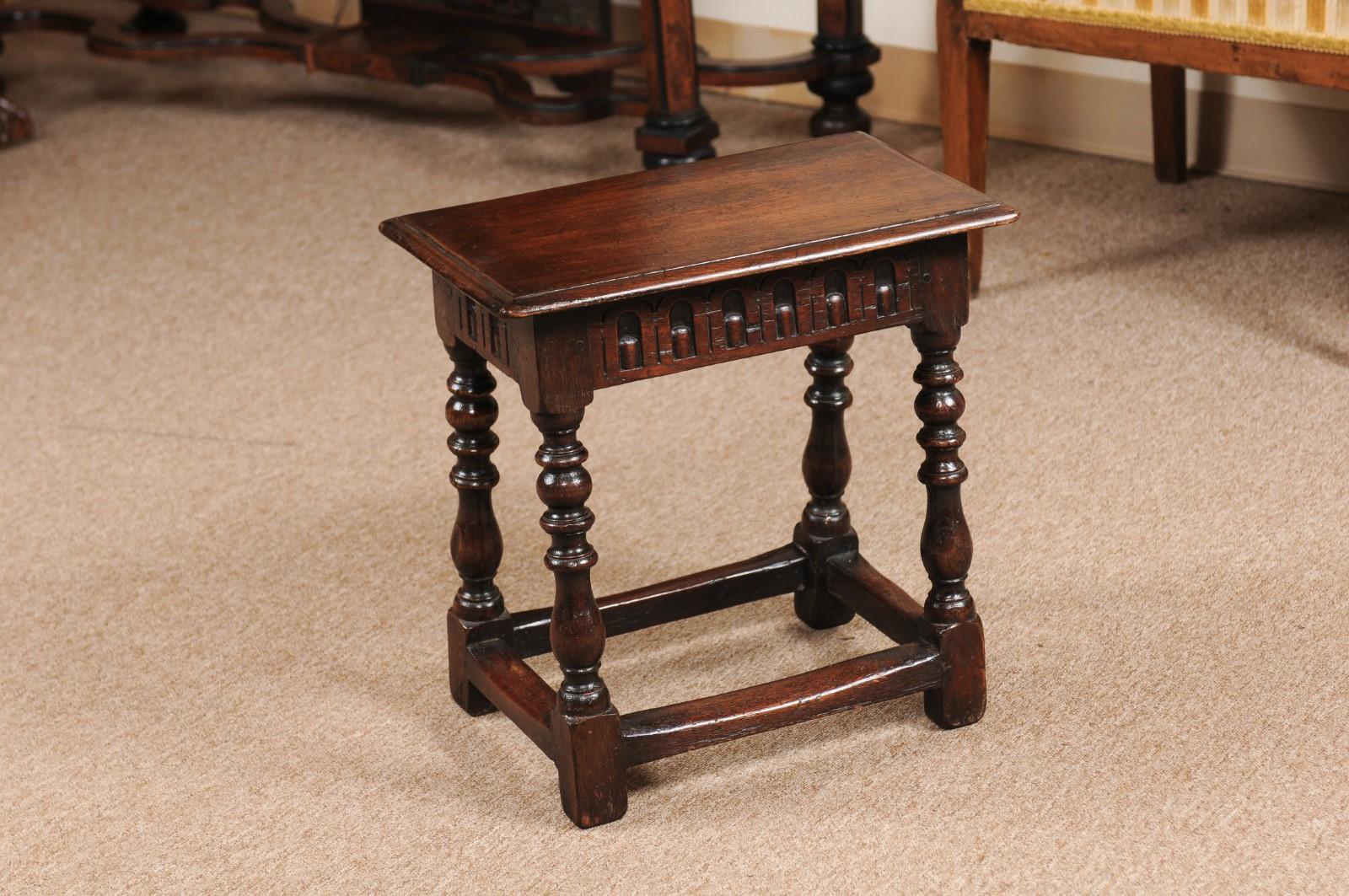 19th Century English Oak Joint Stool with Turned Legs 5