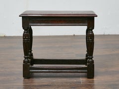 19th Century English Oak Joint Stool with Turned Legs