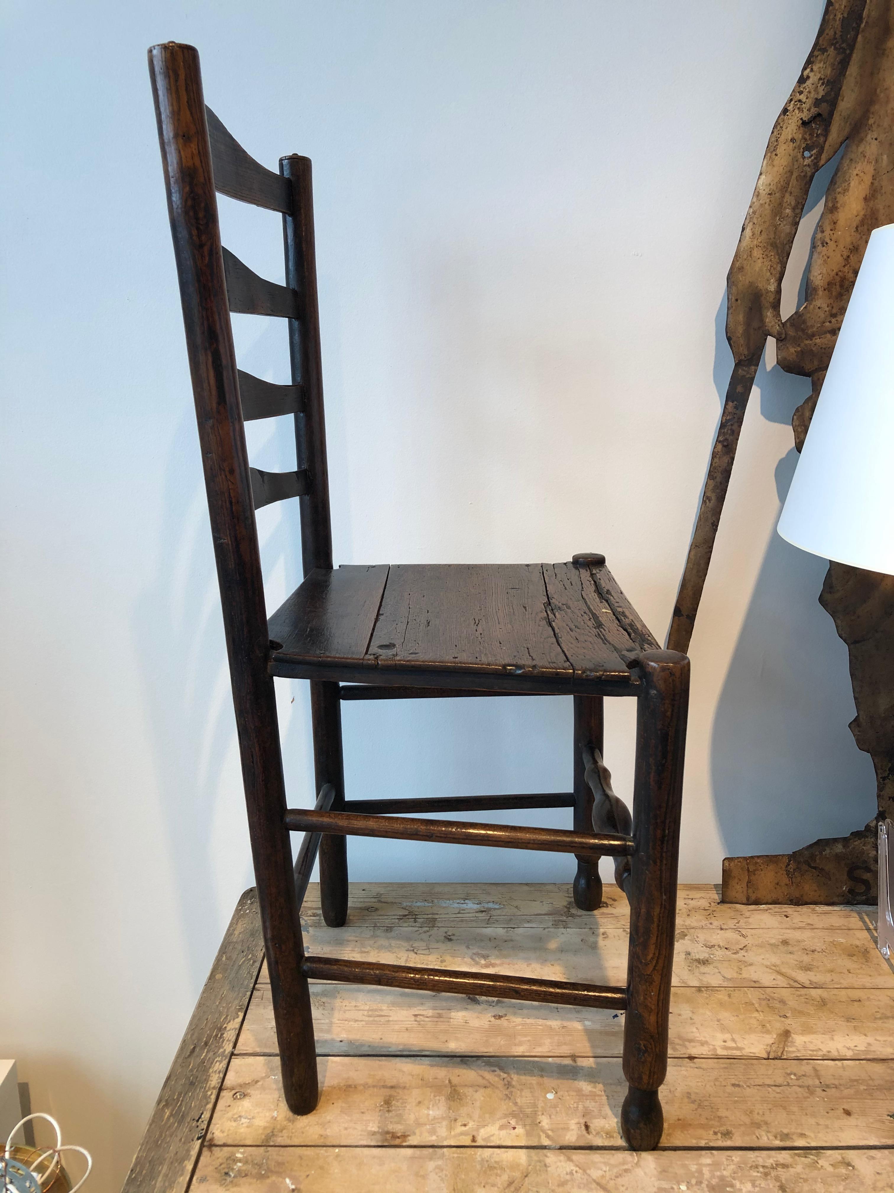 19th Century English Oak Ladder Back Side Chair 2
