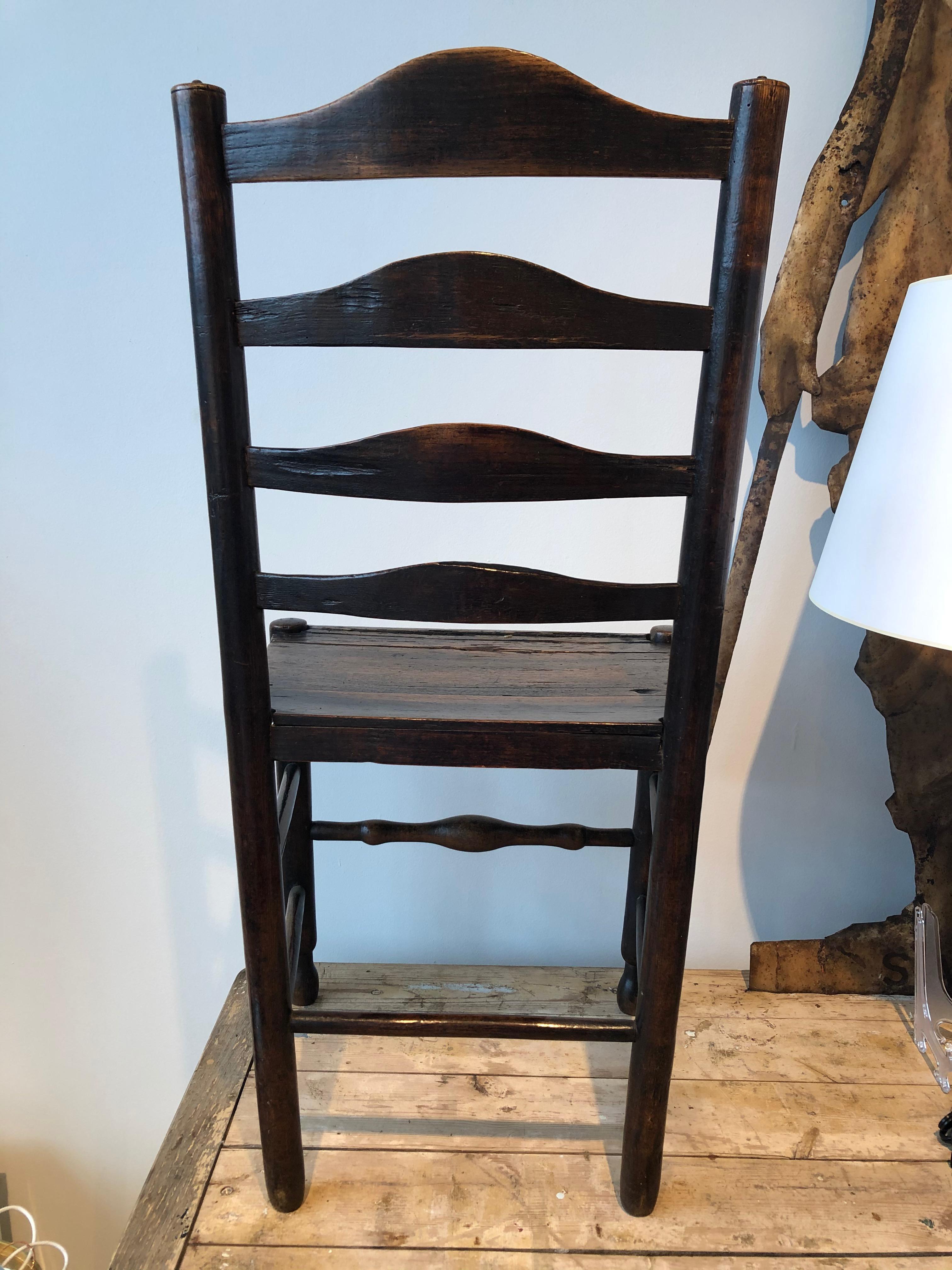 19th Century English Oak Ladder Back Side Chair 3