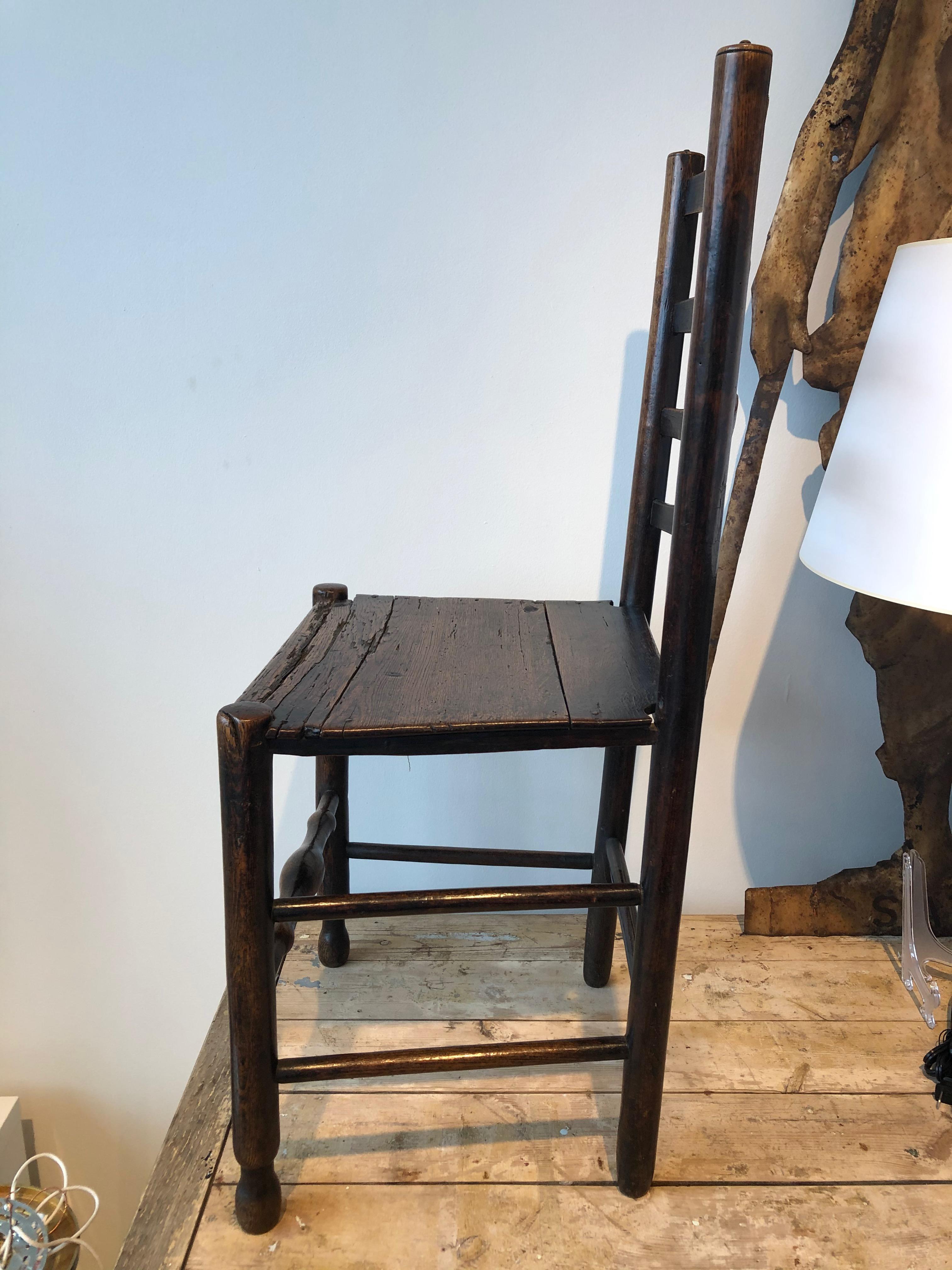 19th Century English Oak Ladder Back Side Chair 4