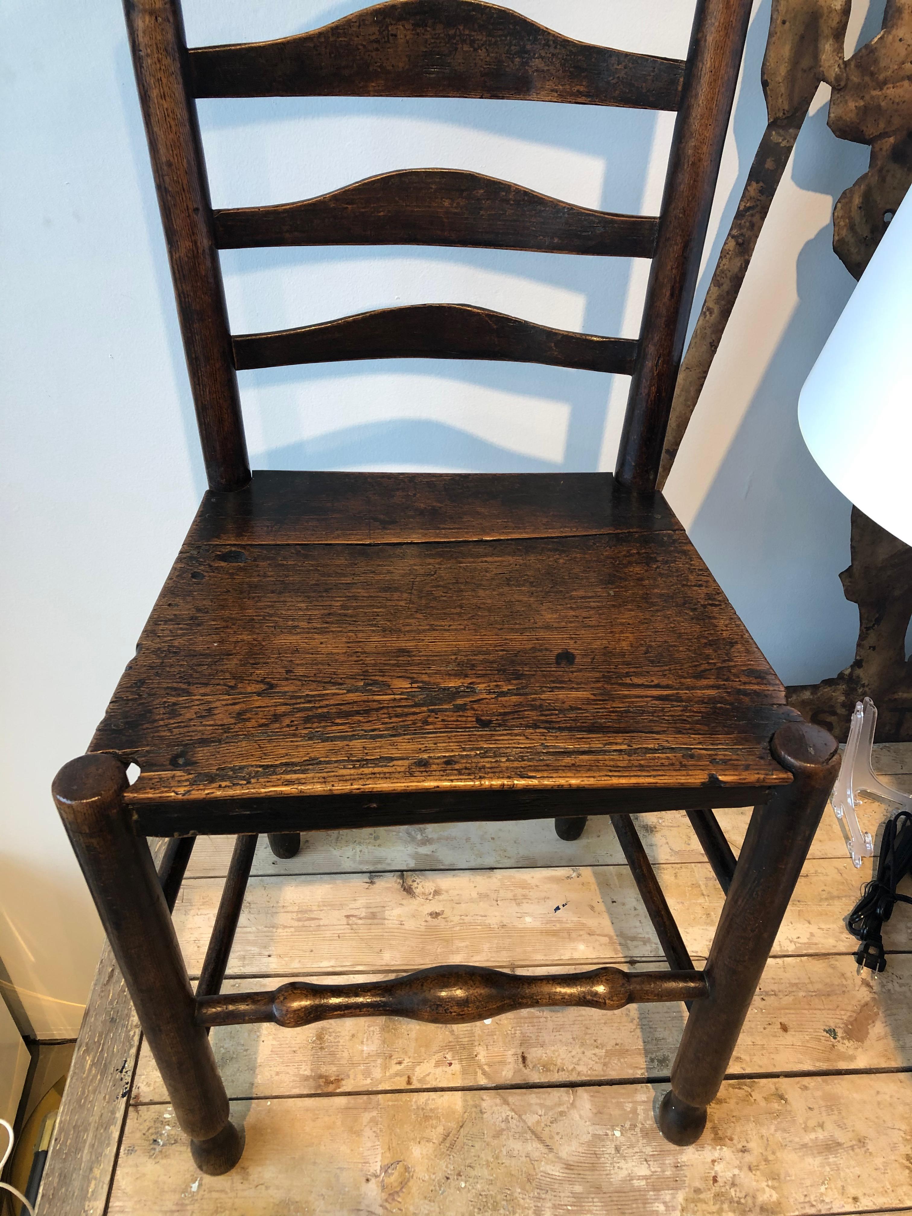 19th Century English Oak Ladder Back Side Chair 5