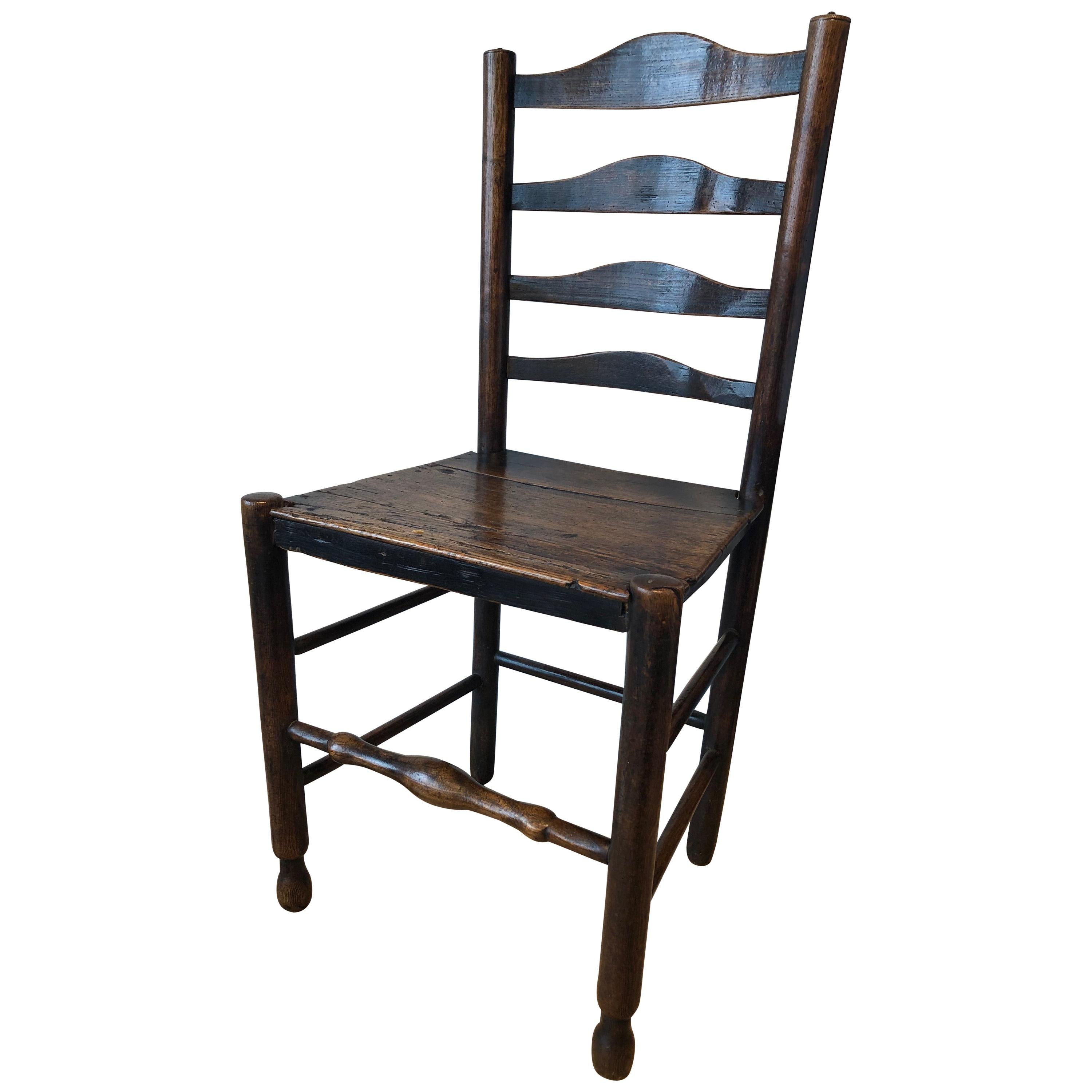 19th Century English Oak Ladder Back Side Chair