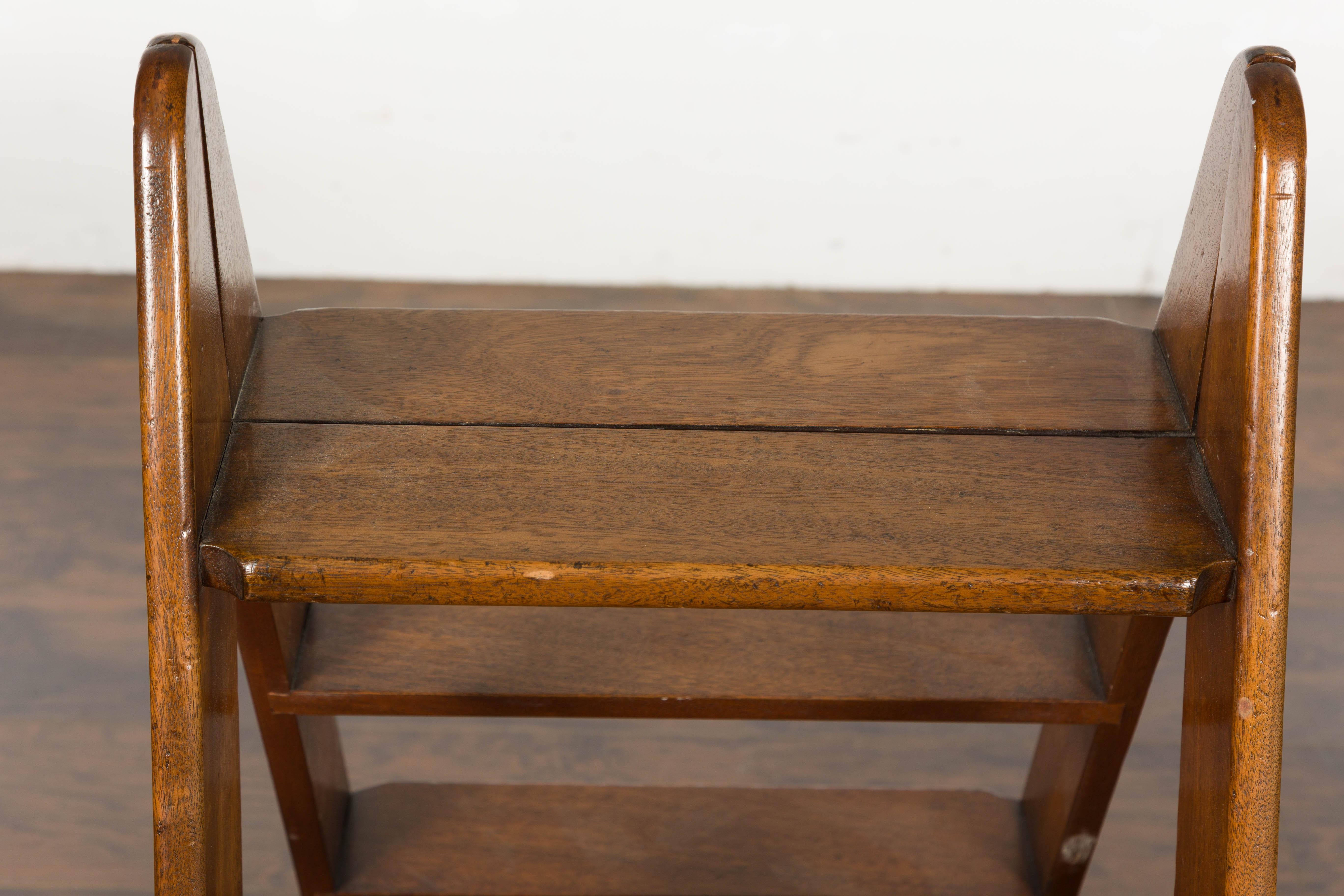 Échelle de bibliothèque en chêne anglais du XIXe siècle avec quincaillerie en laiton en vente 2