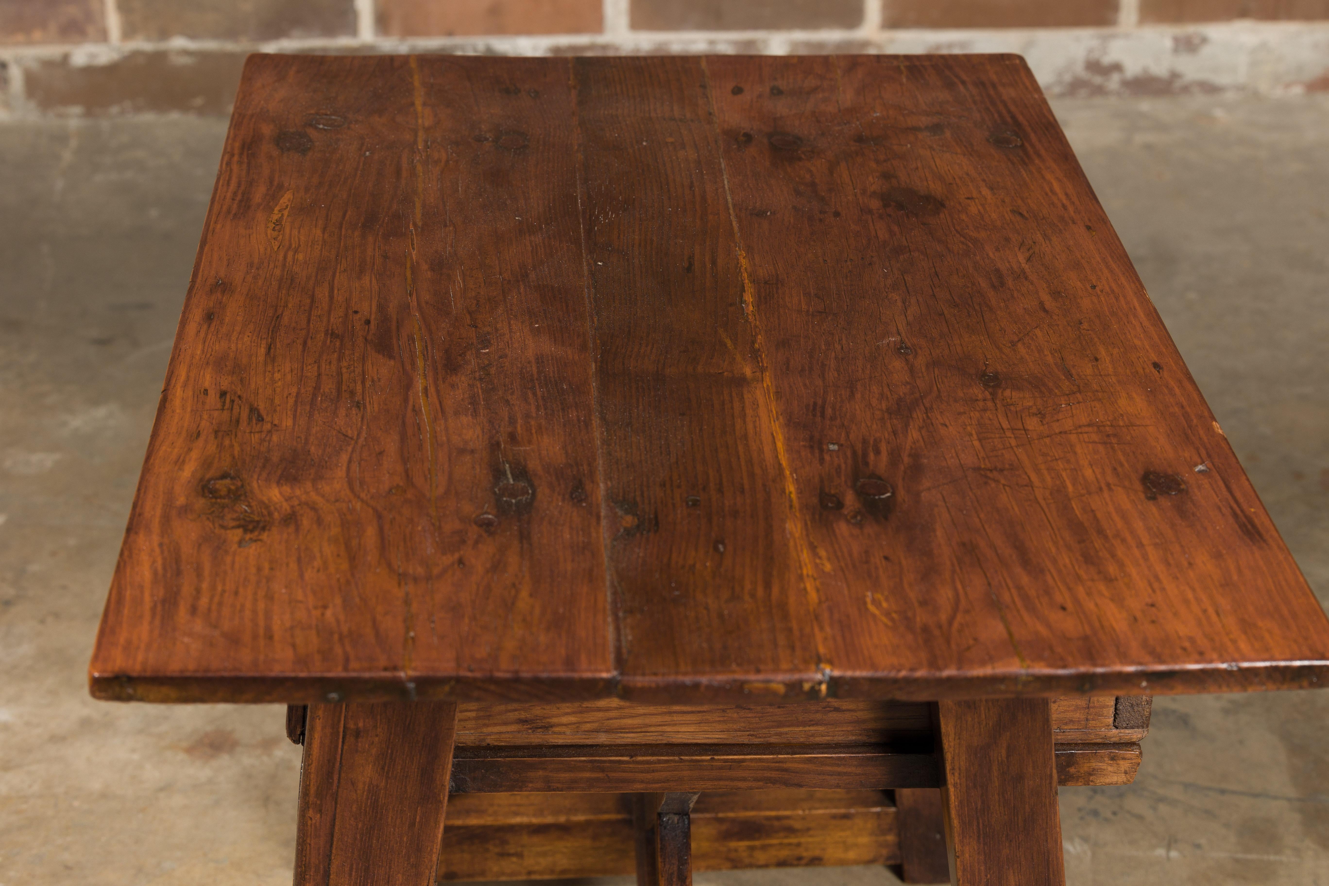19th Century English Oak Low Side Table with Single Drawer and Carved Apron For Sale 7
