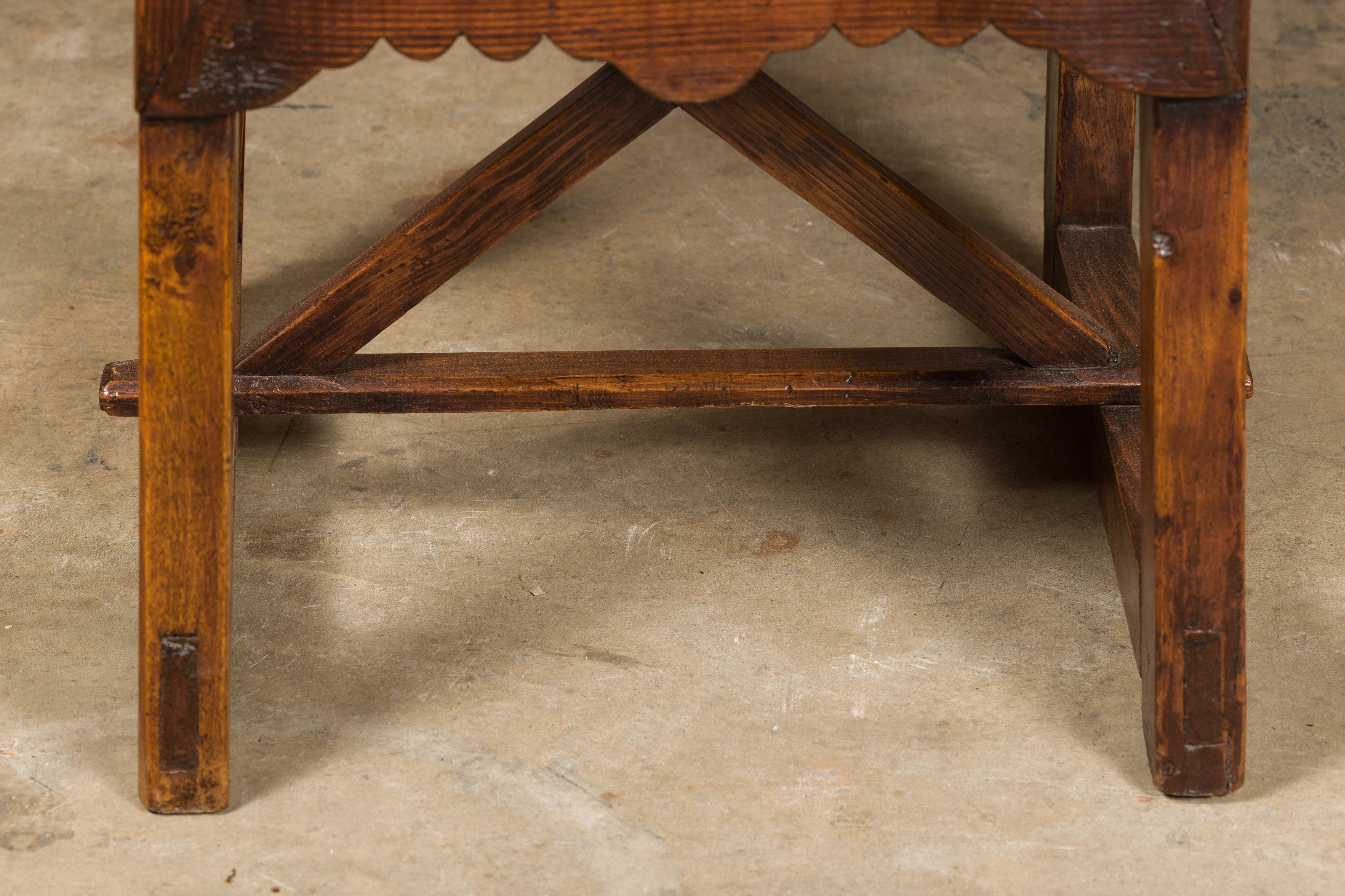 19th Century English Oak Low Side Table with Single Drawer and Carved Apron For Sale 10