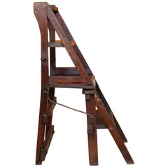 19th Century English Oak Metamorphic Library Chair Arts & Crafts Ladder Steps