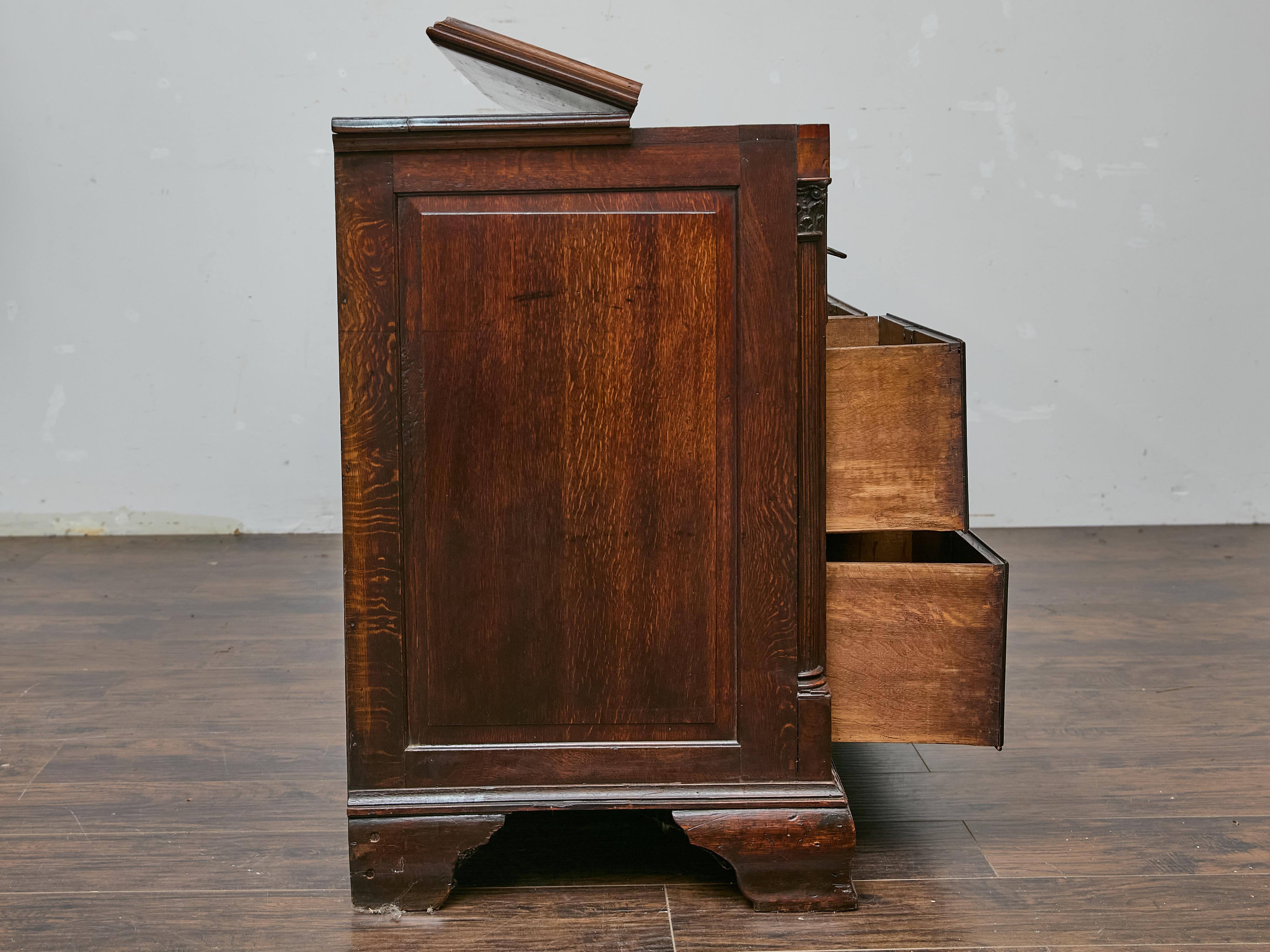 19th Century English Oak Mule Chest with Lift-Top Compartment and Six Drawers 4