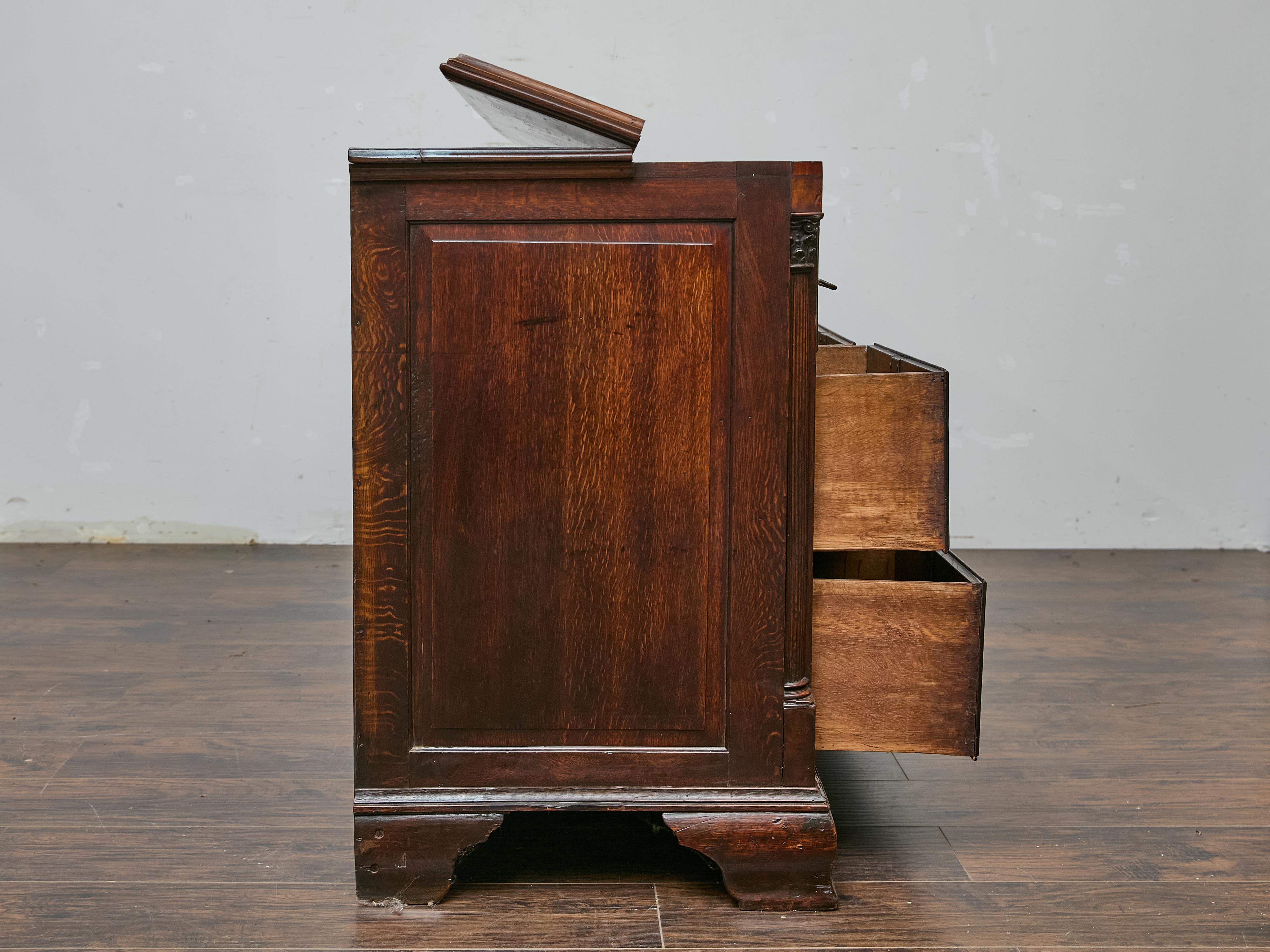 19th Century English Oak Mule Chest with Lift-Top Compartment and Six Drawers 5