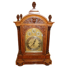 Antique 19th Century English Oak Musical Mantel Bracket Clock Retailed Benetfink & CO