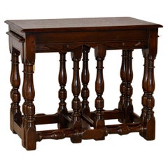 Antique 19th Century English Oak Nest of Three Tables