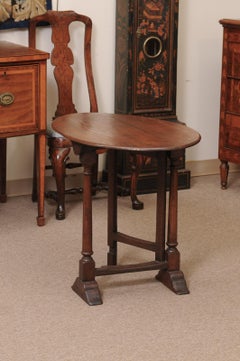 19th Century English Oak Oval Tilt Top Table with Gate Leg