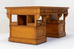 19th Century English Oak Partners Desk 'George Bartholomew & Co'