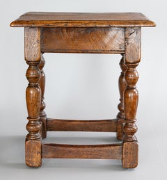 19th Century English Oak Pegged Joint Stool Side Table