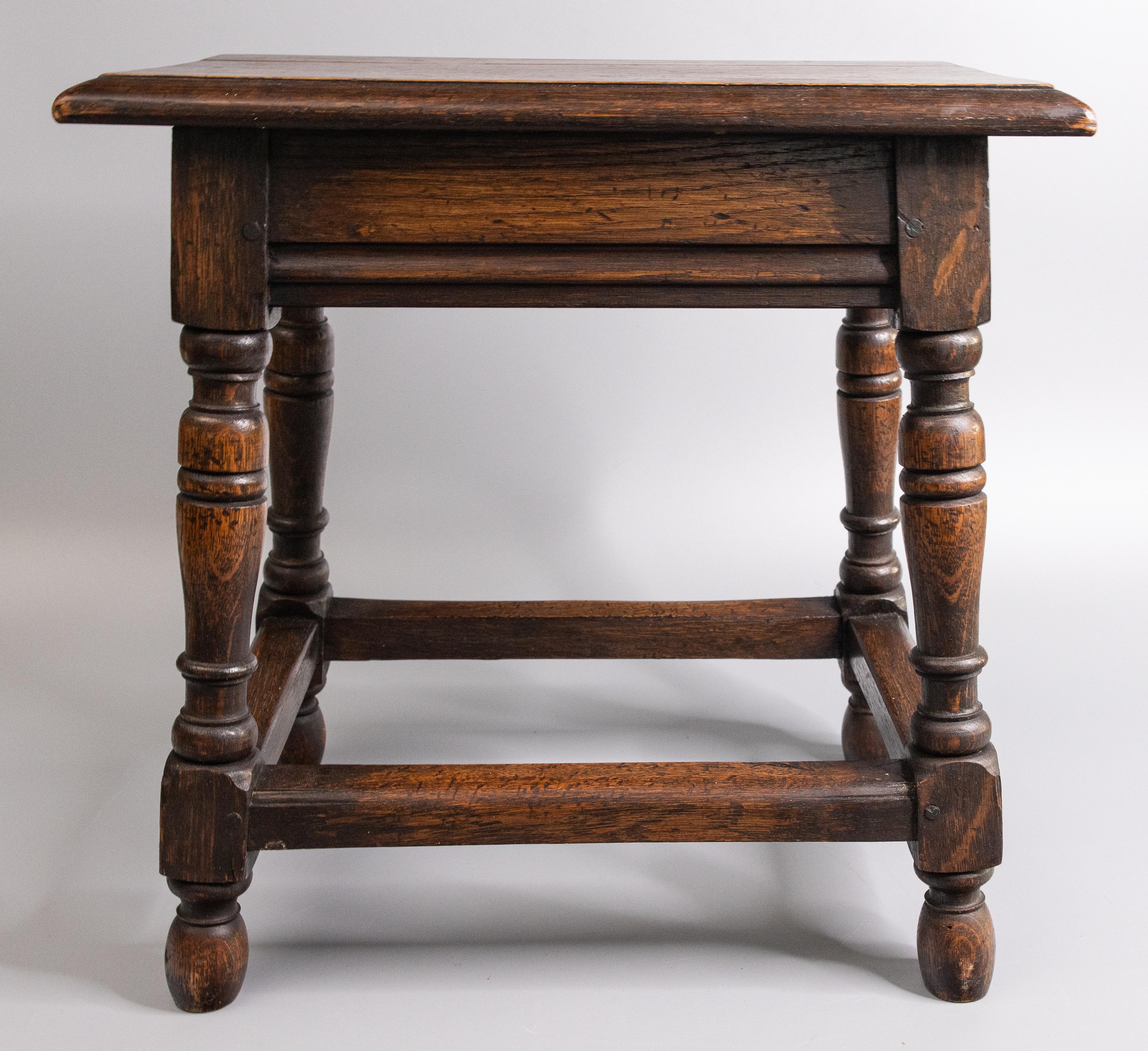 19th Century English Oak Pegged Joint Stool Side Table 2