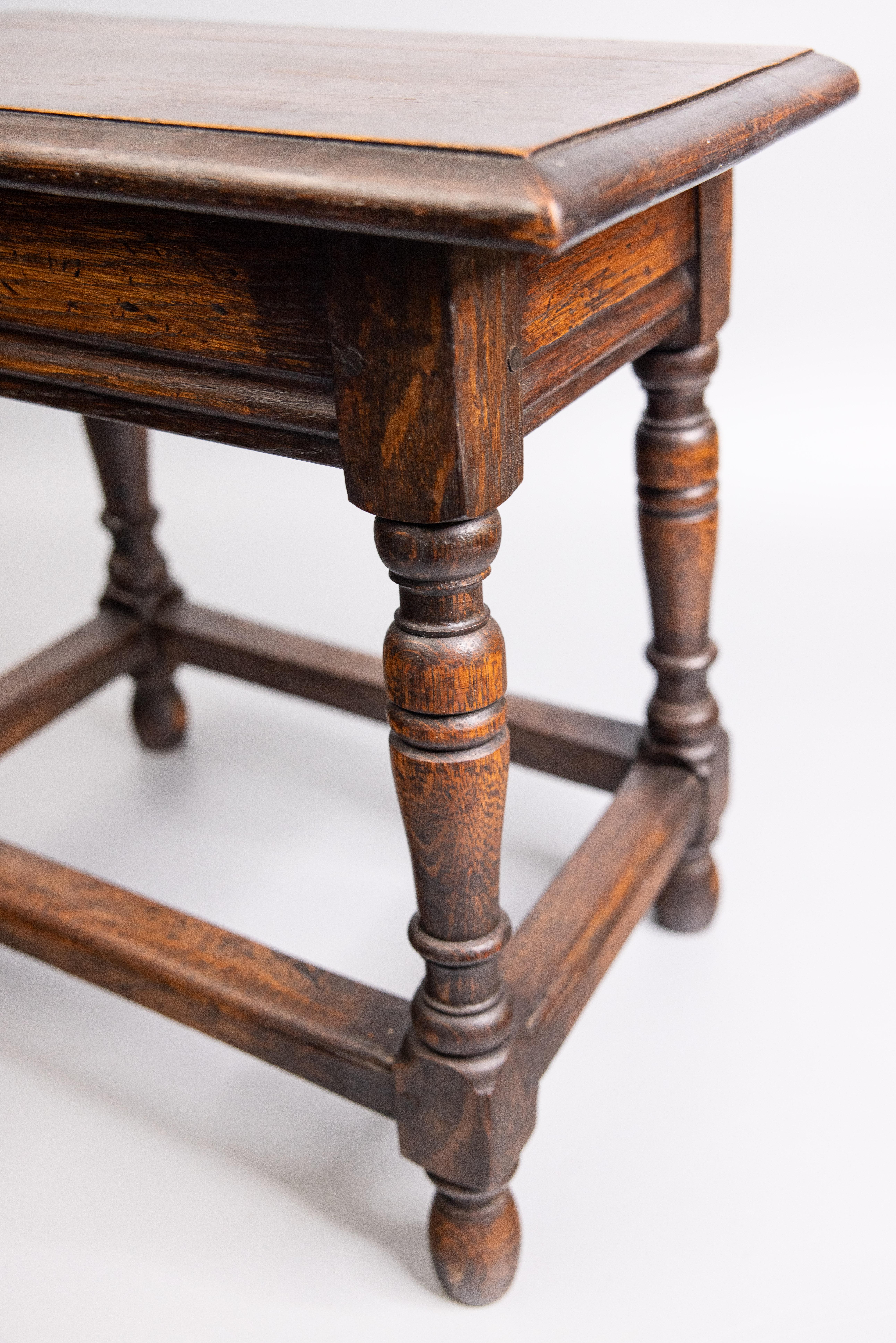 19th Century English Oak Pegged Joint Stool Side Table For Sale 4