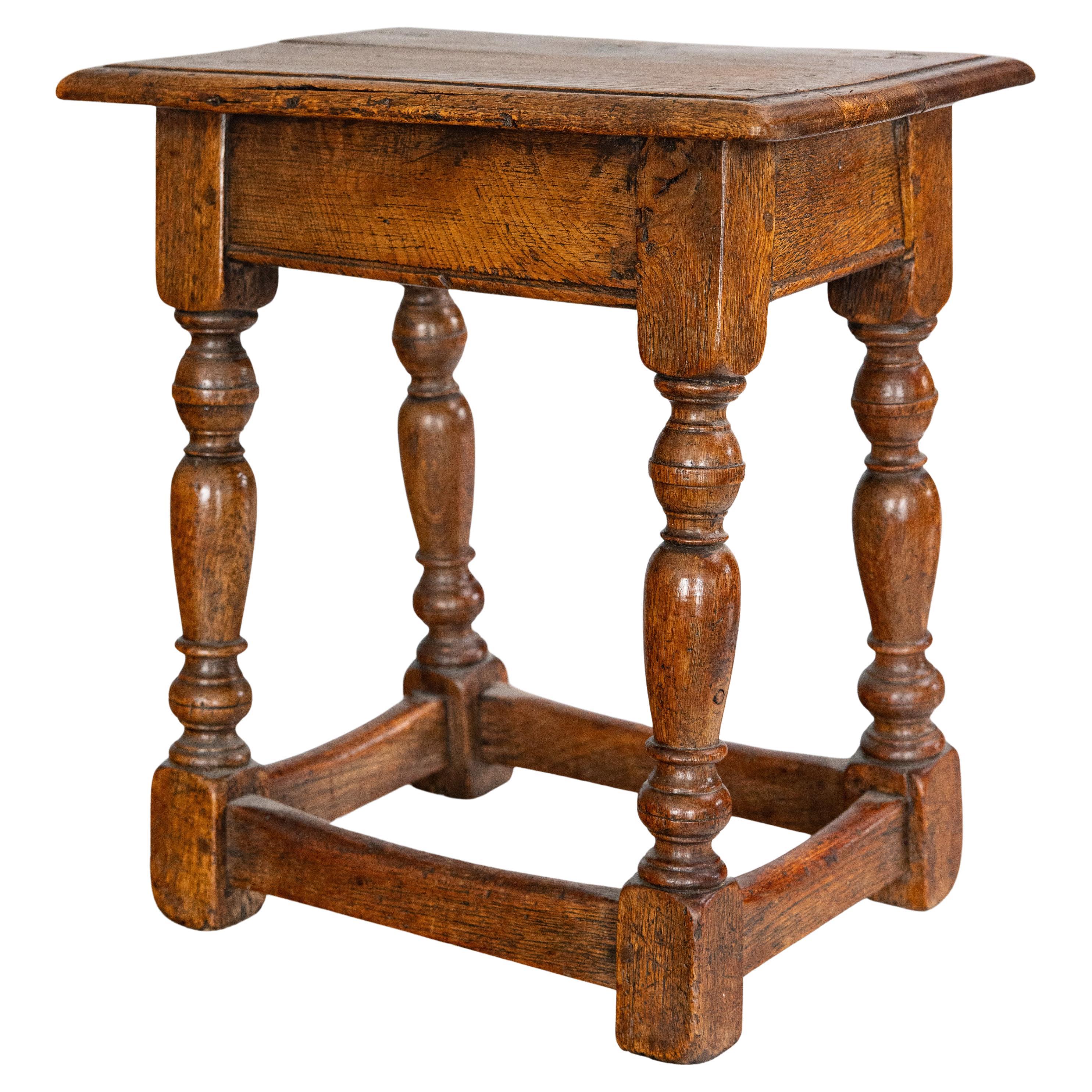 19th Century English Oak Pegged Joint Stool Side Table
