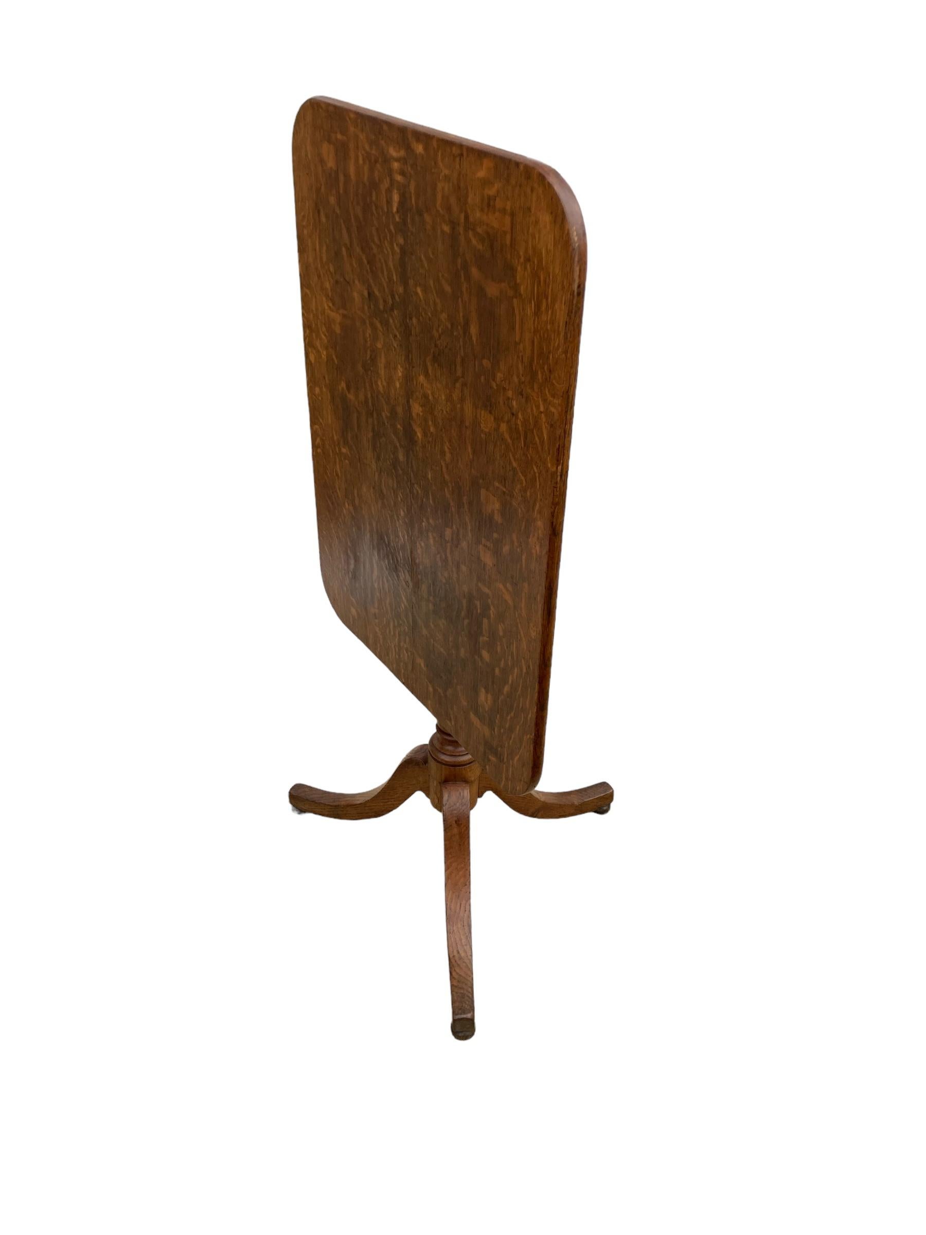 19th Century English Oak Rectangular Tri Legged Tilt top table For Sale 5