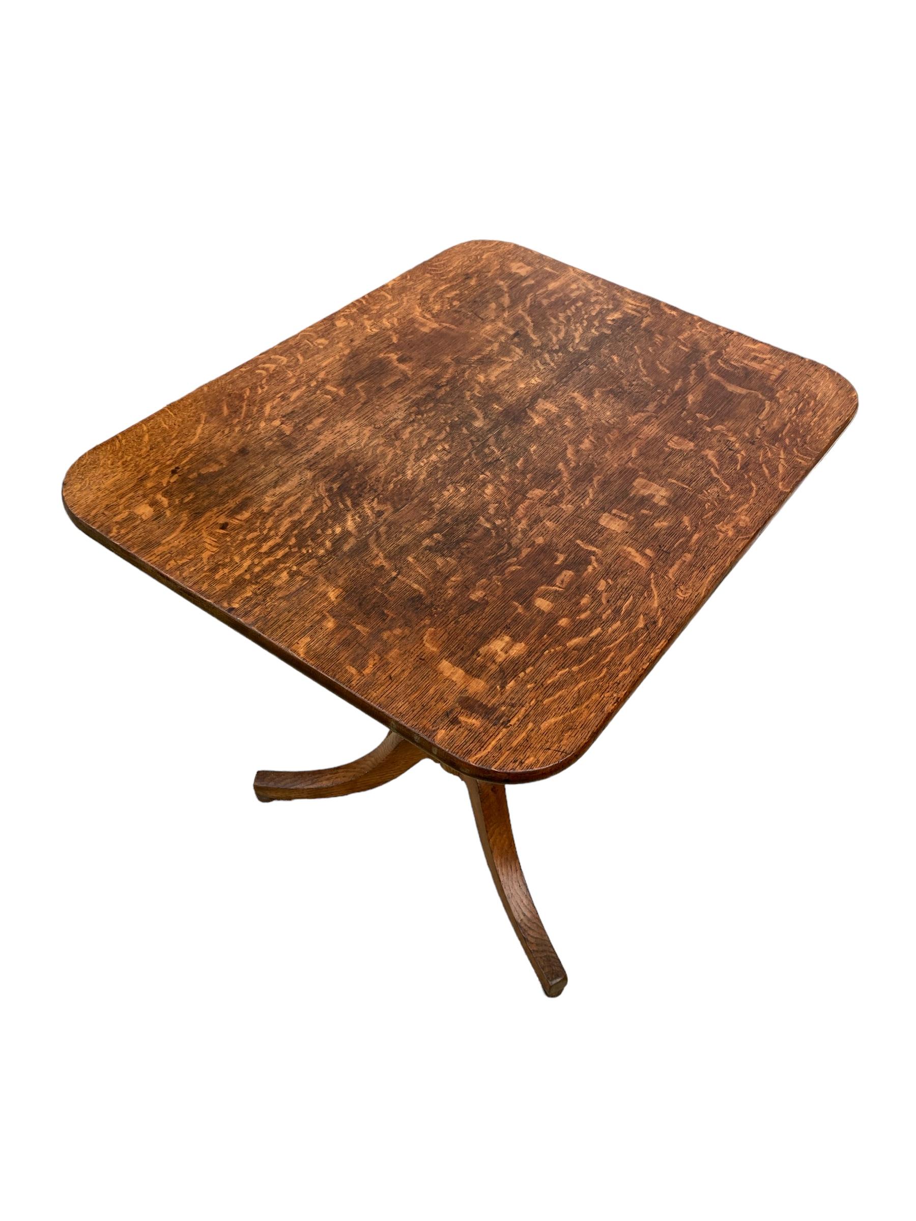 19th Century English Oak Rectangular Tri Legged Tilt top table For Sale 1