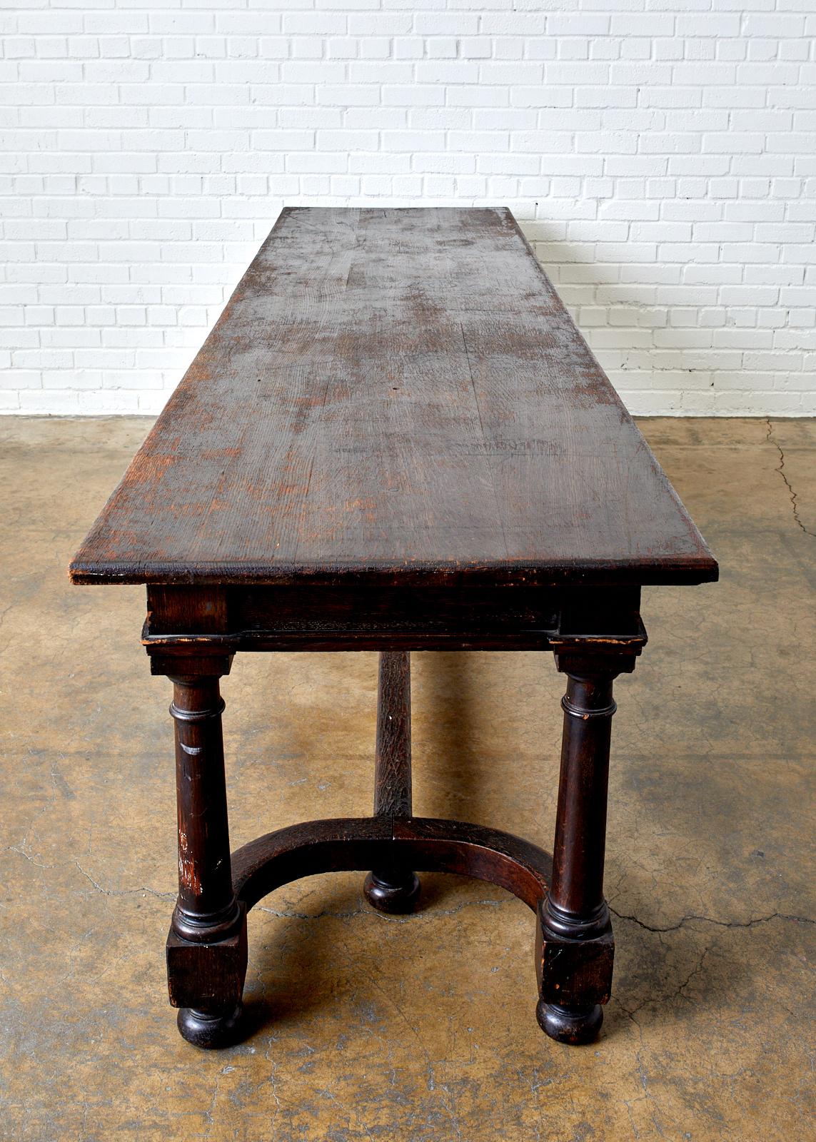 19th Century English Oak Refectory Dining Banquet Table 6
