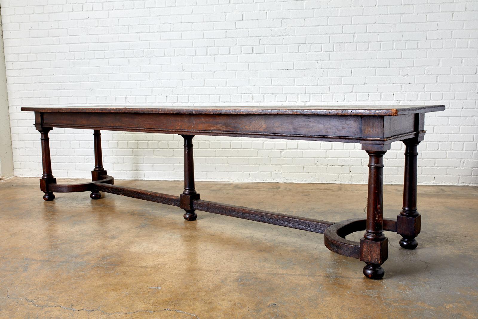 19th Century English Oak Refectory Dining Banquet Table 7