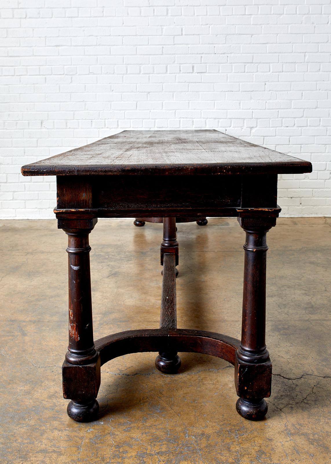 19th Century English Oak Refectory Dining Banquet Table 8